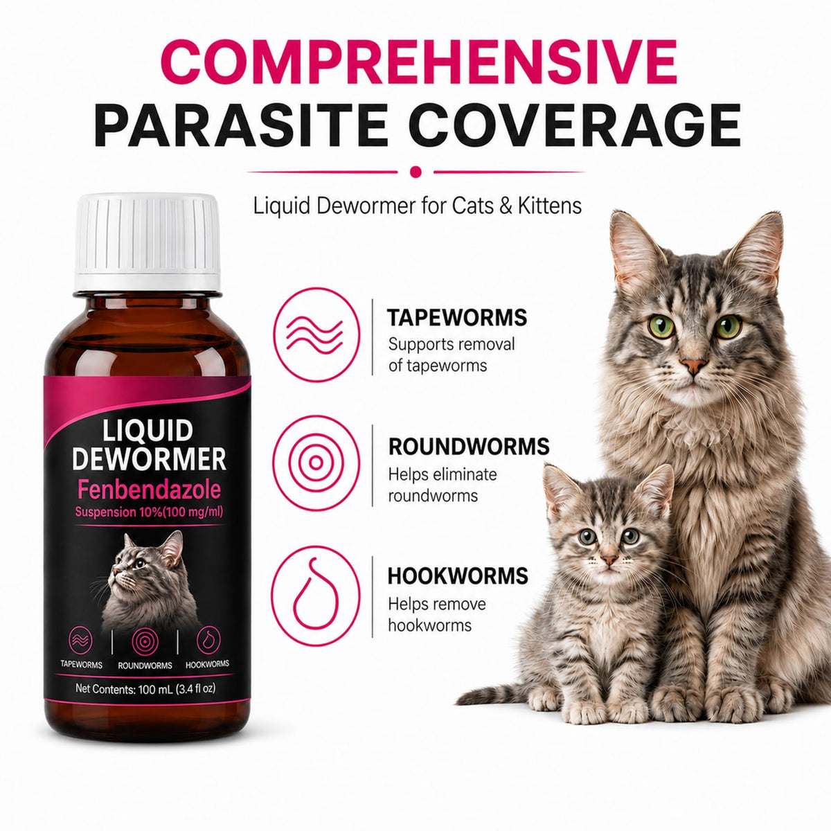 Liquid Dewormer for Cats 100 mg/mL Oral Suspension W506