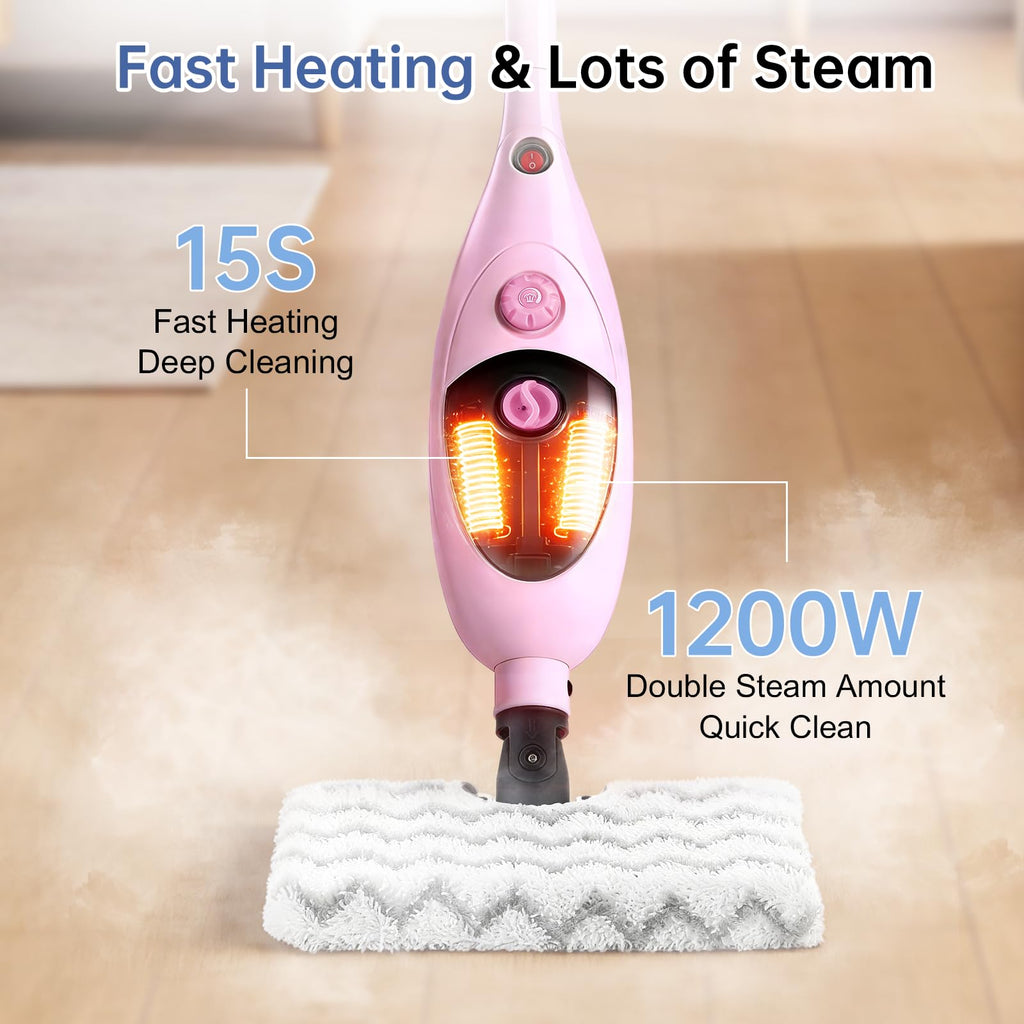1200W Steam Mop Cleaner with Double-Sided Pads R665