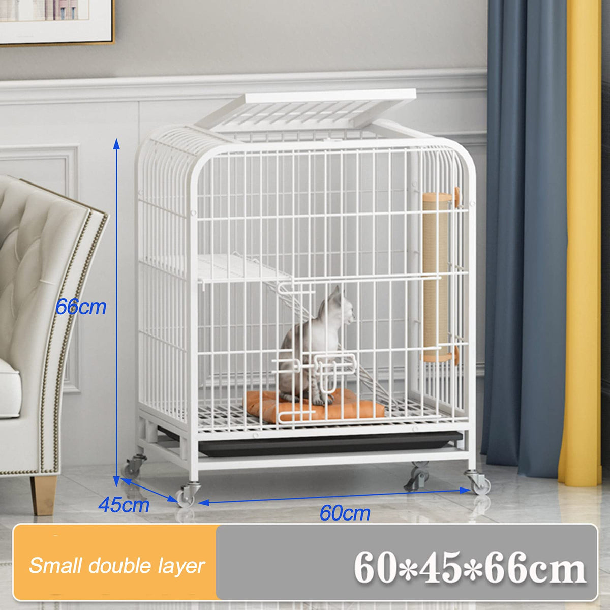 Large 3-Tier Metal Wire Cat Cage with Hammock and Casters E6898