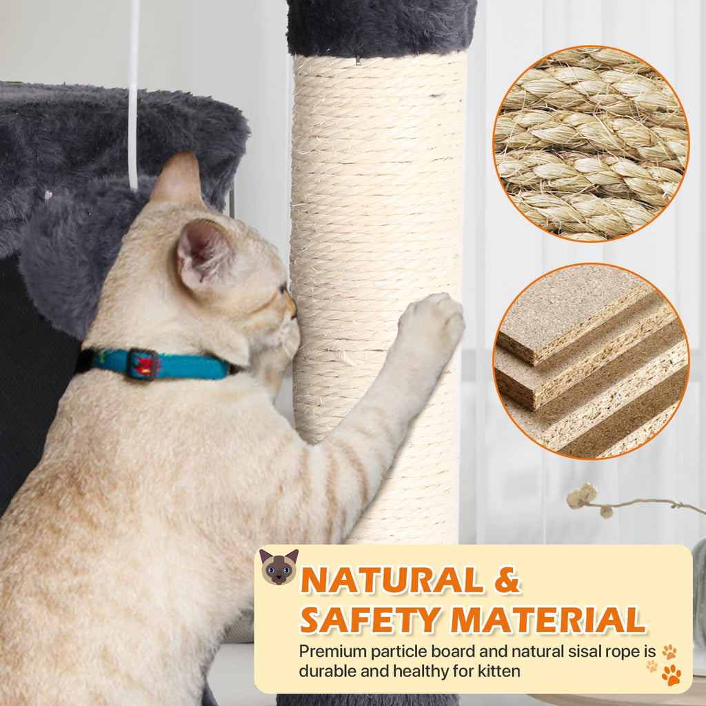 70 Inch Light Gray Cat Tree with 2 Condos, 3 Scratching Posts P9886