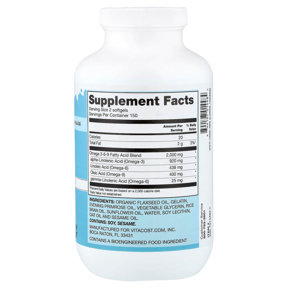 Omega 3-6-9 Oil Blend 300 Softgels 1,000 mg V7167