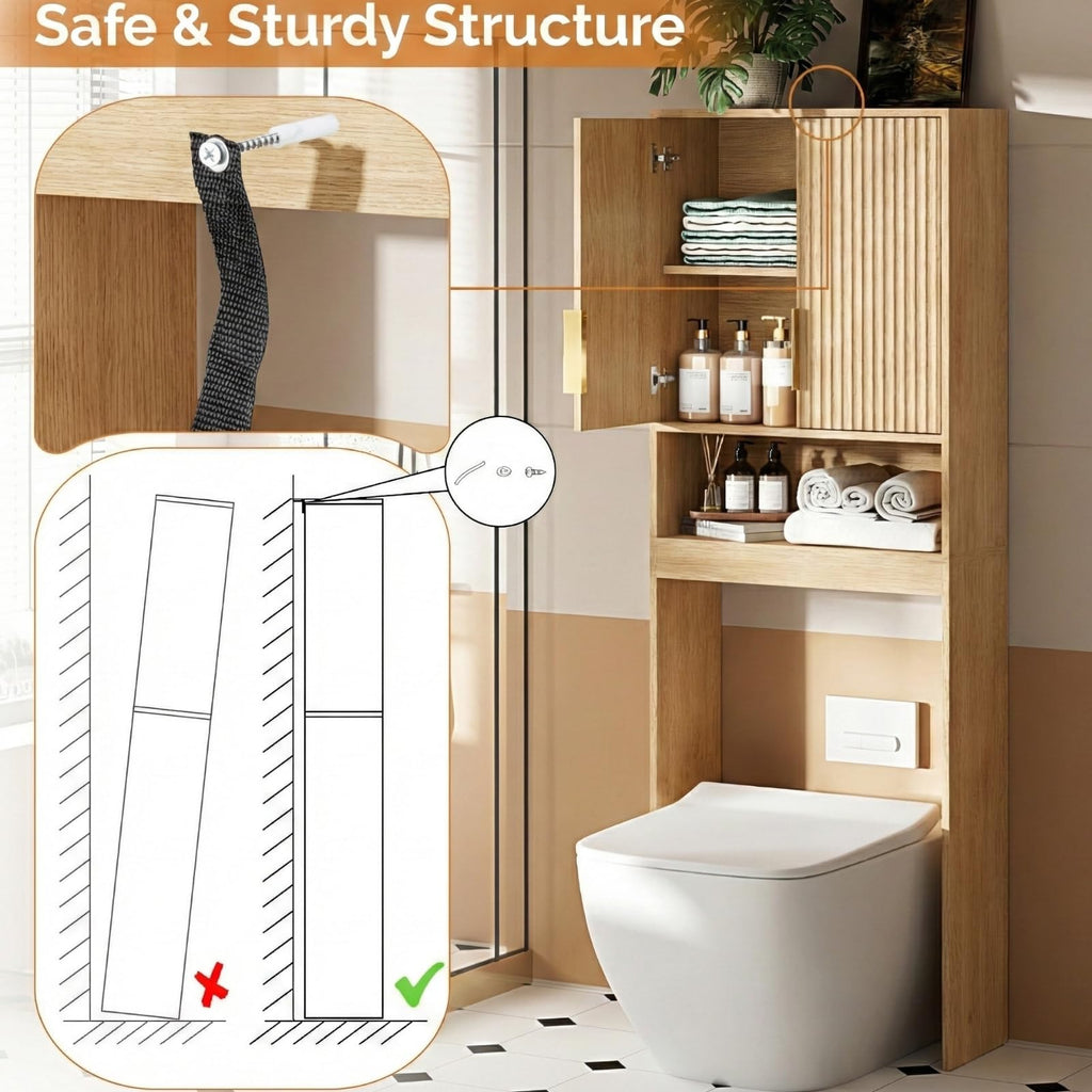 Over The Toilet Storage Cabinet with Adjustable Shelves J908