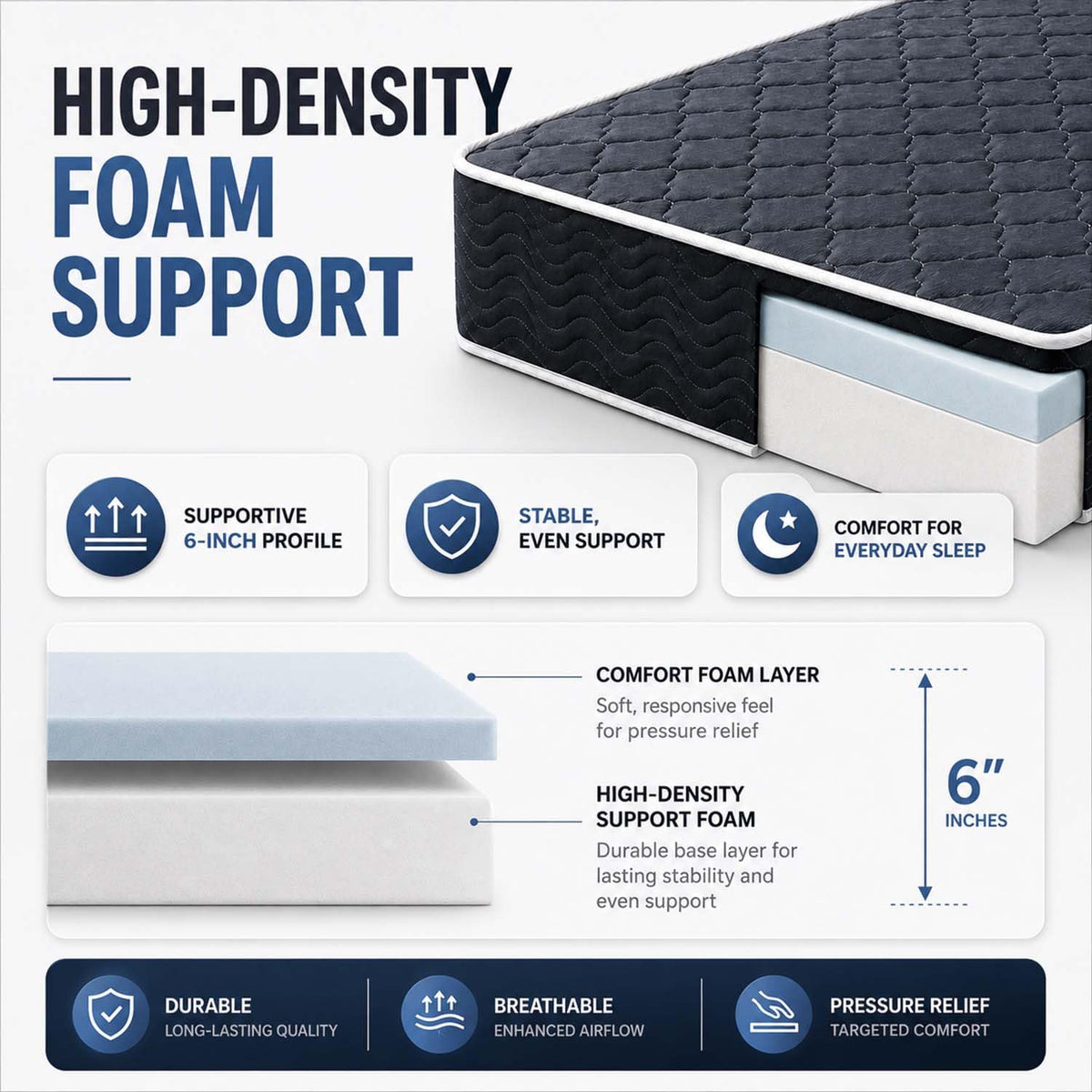6 Inch Twin Memory Foam Mattress T303078