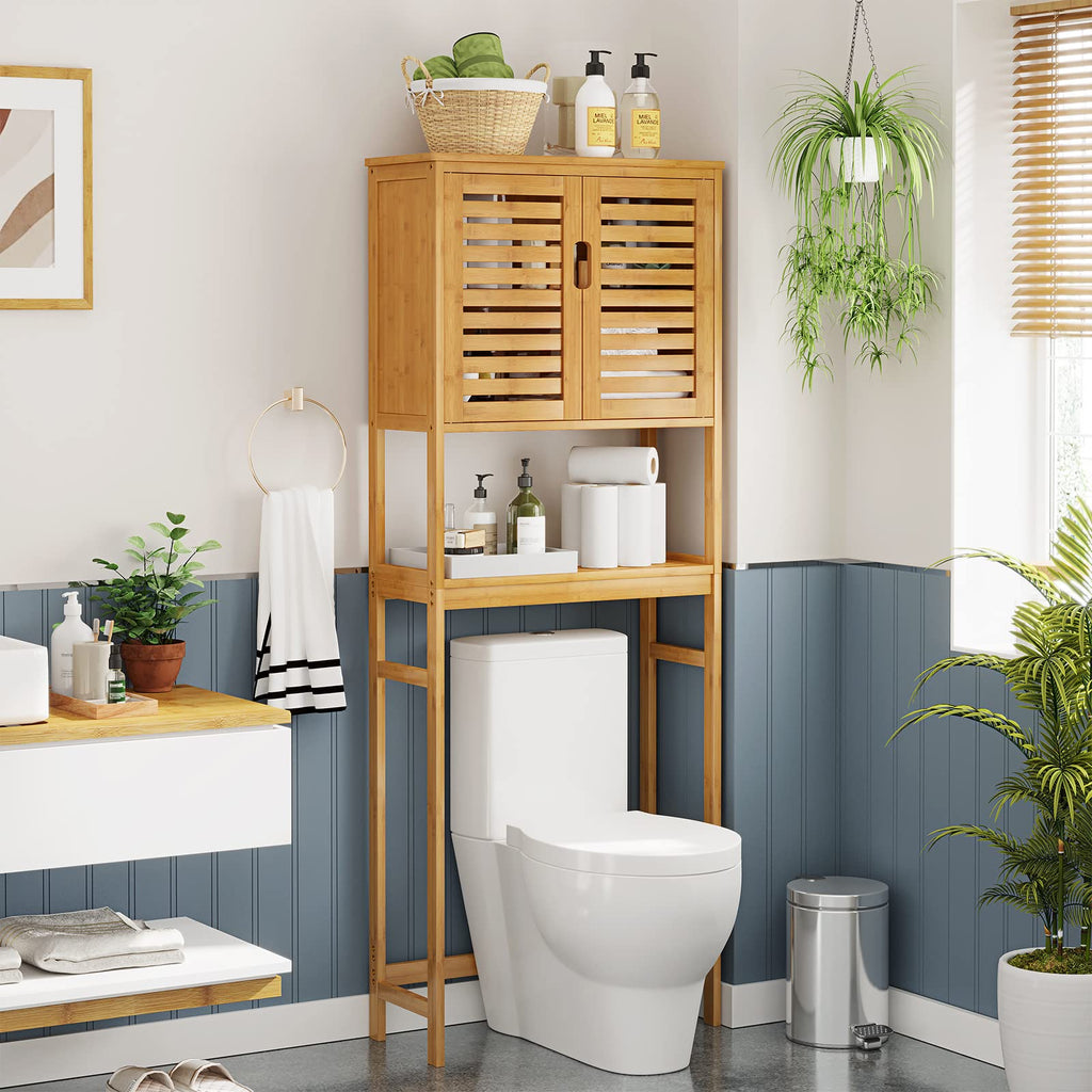 Over The Toilet Storage Cabinet with Adjustable Shelves Bamboo H38646