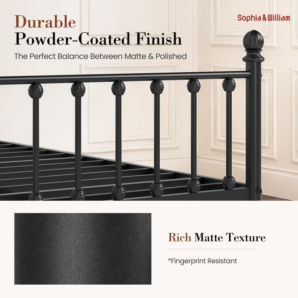Full Size Metal Bed Frame with Tall Headboard R573