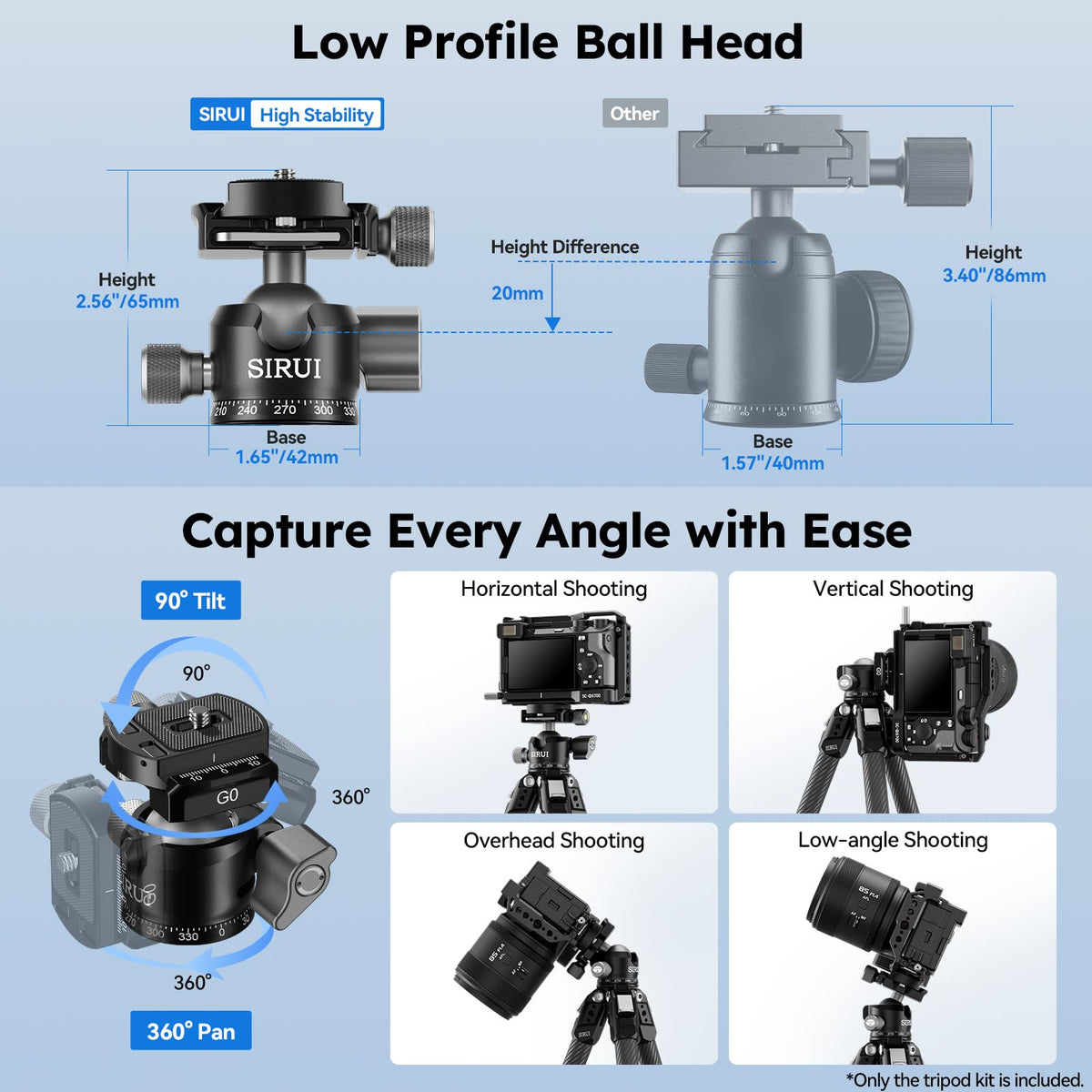Carbon Fiber Mini Desktop Tripod with 360° Ball Head R9925