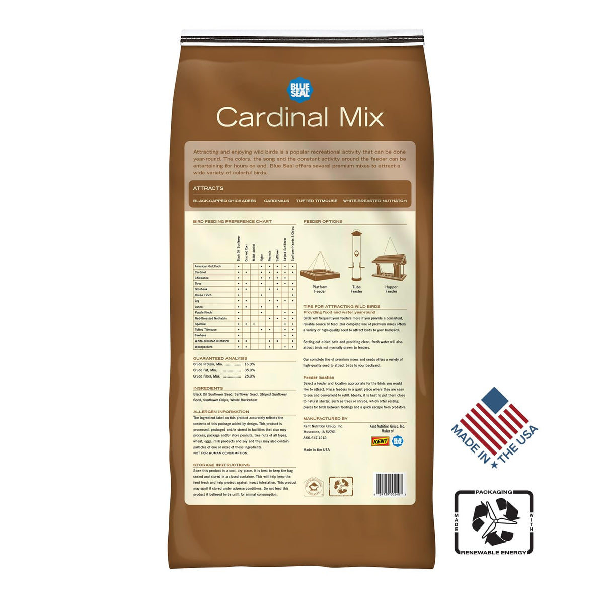 Wild Bird Seed Sunflower Safflower 20 Pound Bag A79534