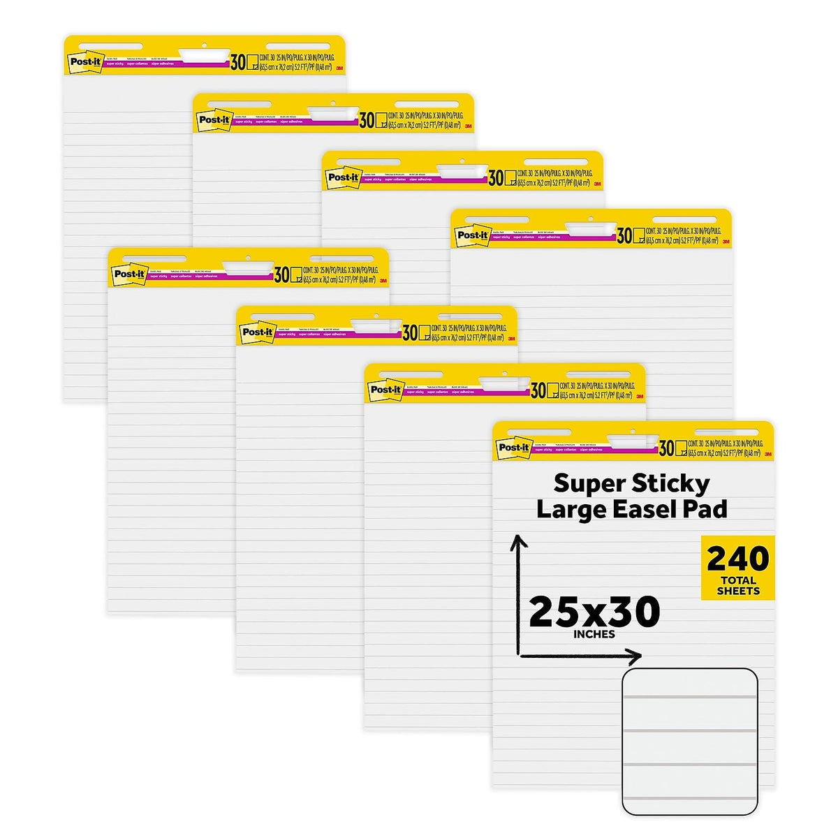Lined Wall Easel Pad 25" x 30" 8 Pads/Pack G5460