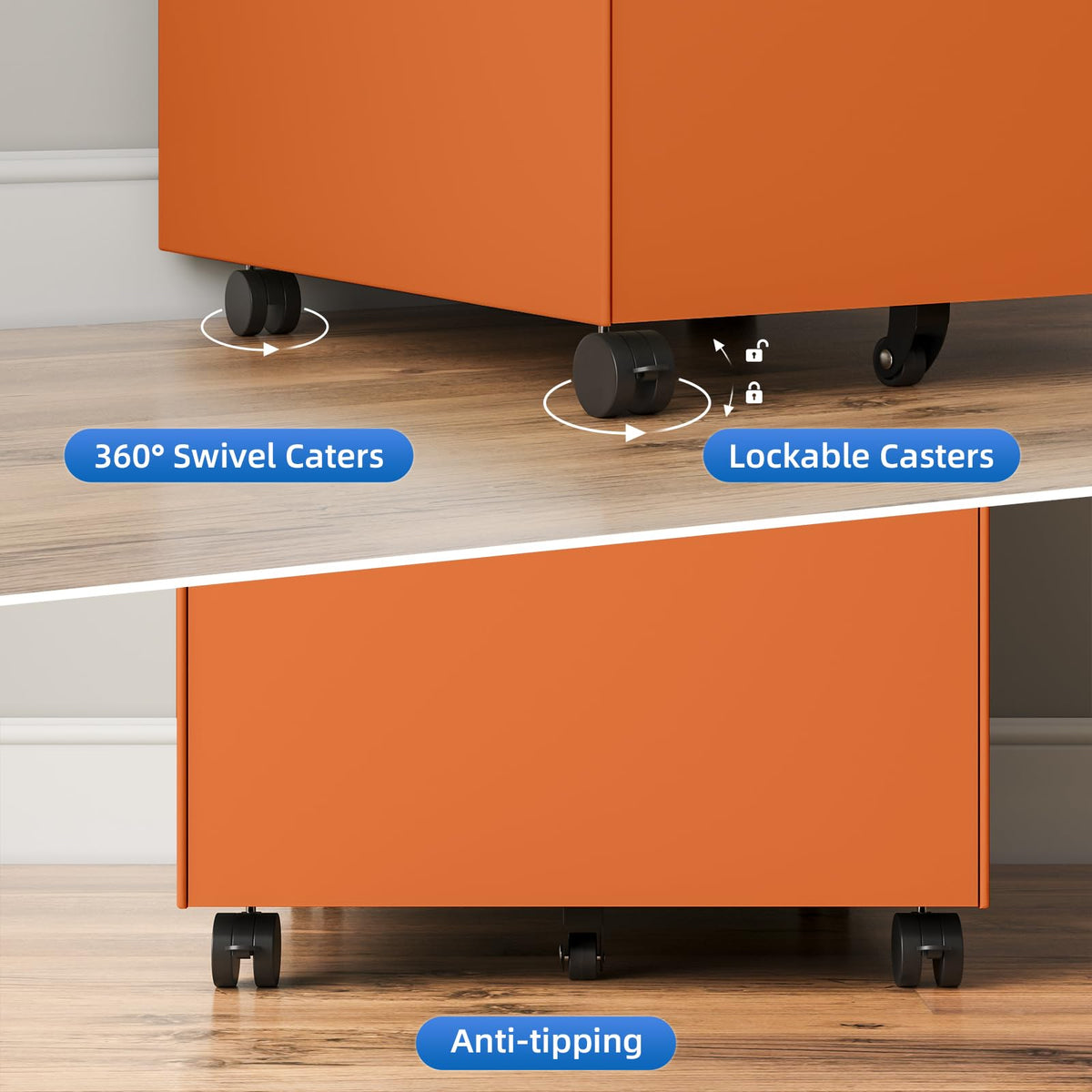 3 Drawer Metal Rolling File Cabinet M6592