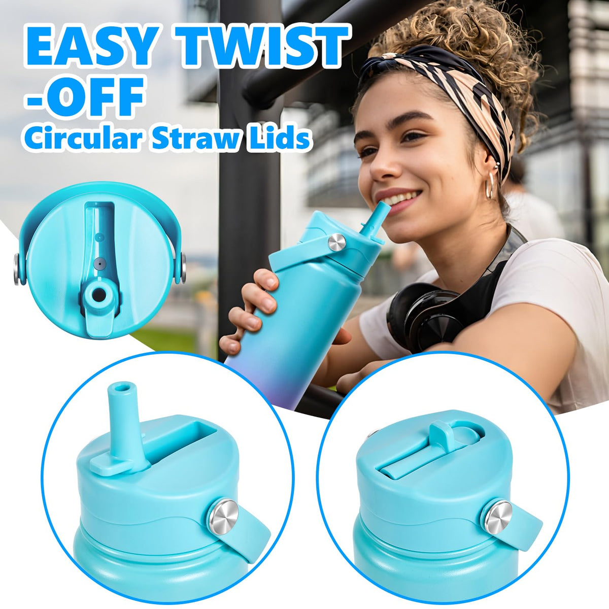 Insulated Water Bottle with Lid & Boot & Stickers, 24 oz P1976