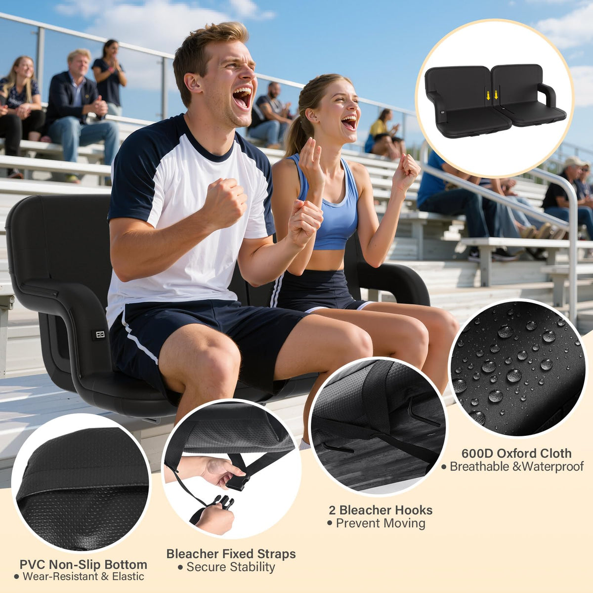 Heated Stadium Seat with Back Support D864