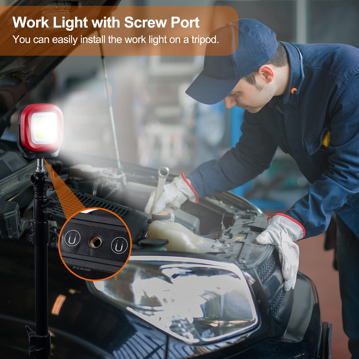 Magnetic Work Light, 42 LEDs 1000 Lumens Rechargeable Portable Inspection Light (2 PCS) B87479