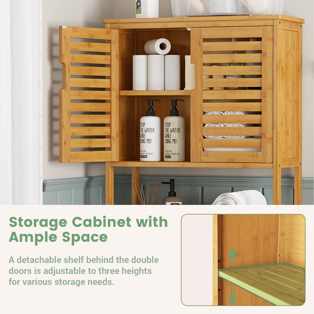 Over The Toilet Storage Cabinet with Adjustable Shelves Bamboo H38646