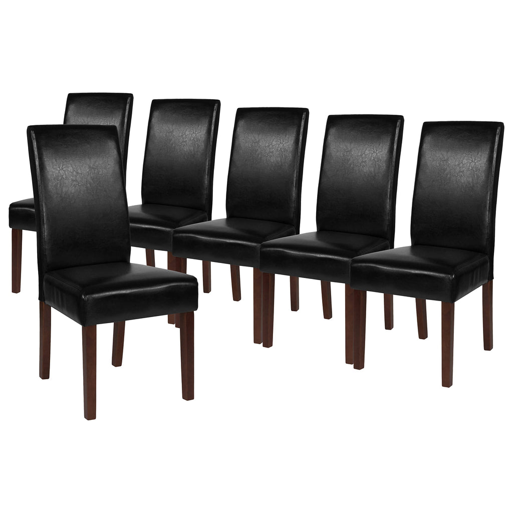 Black Faux Leather Parsons Chair 6-Pack F182