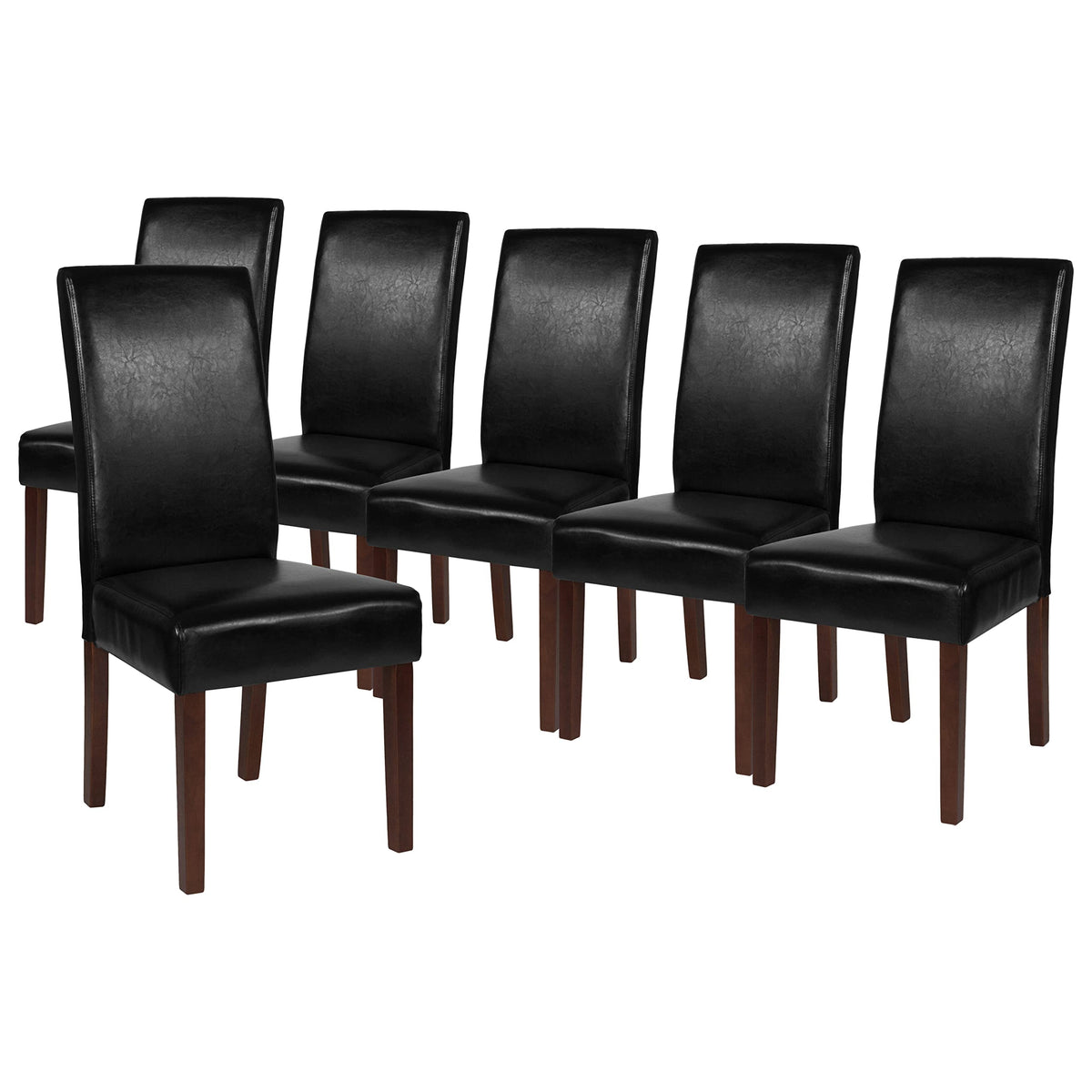 Black Faux Leather Parsons Chair 6-Pack F182