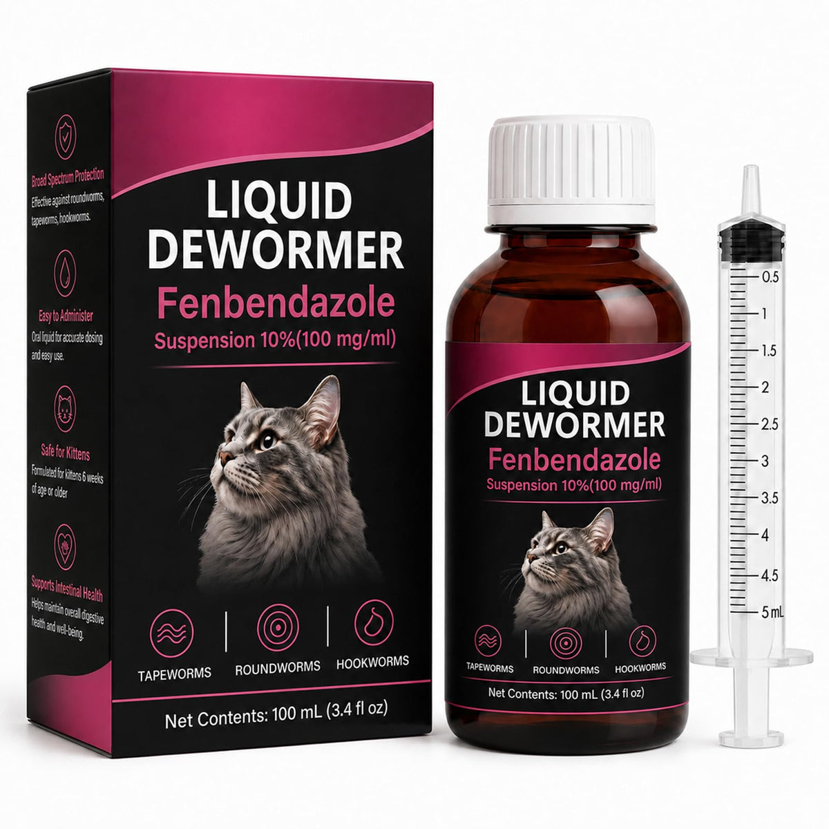 Liquid Dewormer for Cats 100 mg/mL Oral Suspension W506