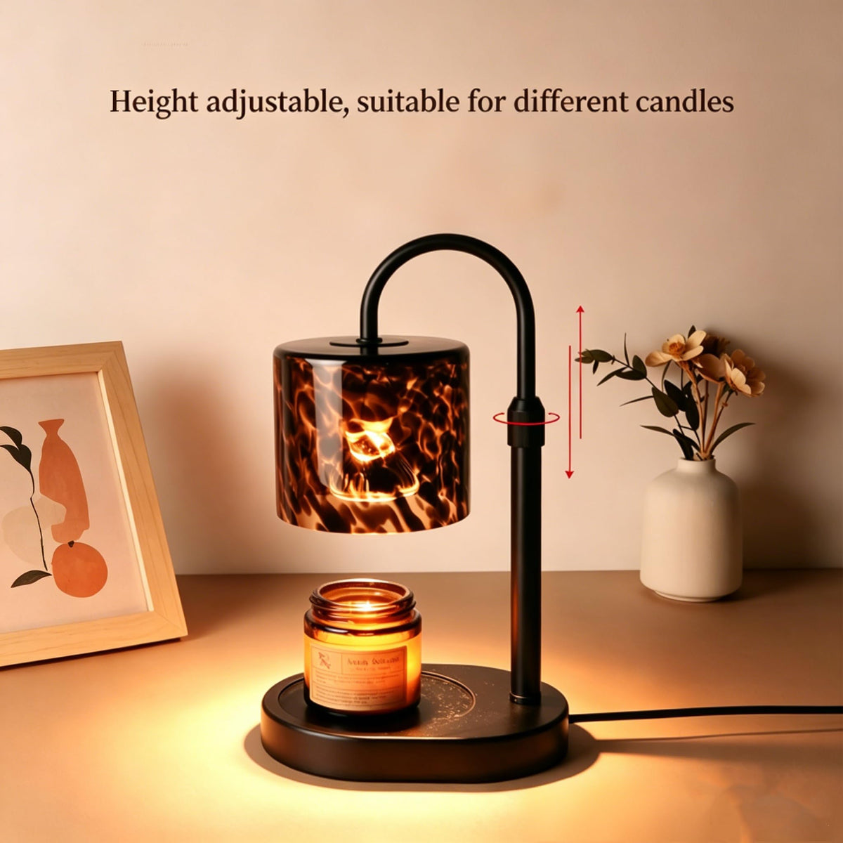 Black Leopard Print Candle Warmer Lamp with Timer W7916