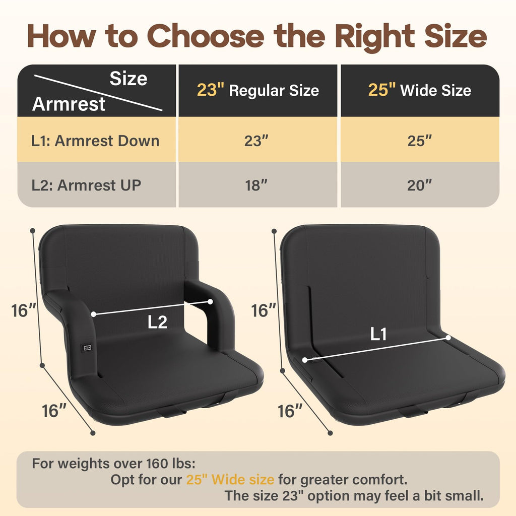 Heated Stadium Seat with Back Support D864