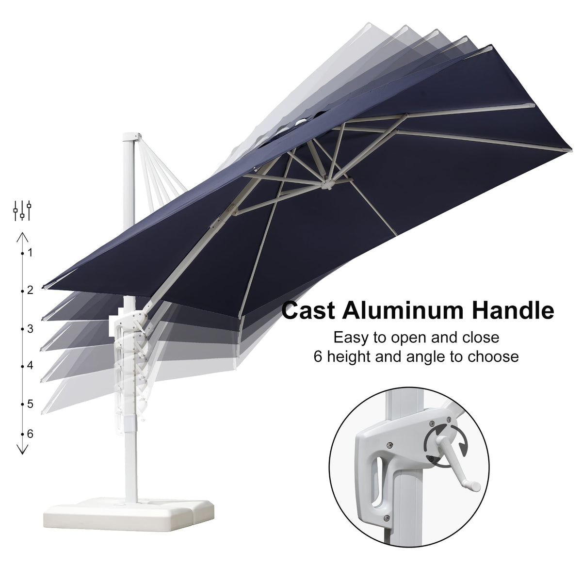 Navy Blue Aluminum Patio Umbrella with Base C34652