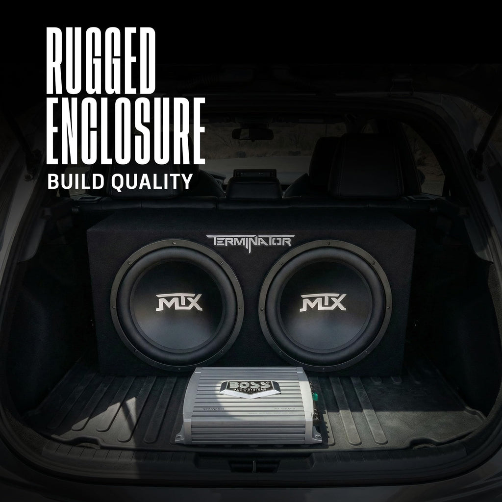 Dual 12" Subwoofer Box with Amp, Wiring Kit, & Capacitor V642