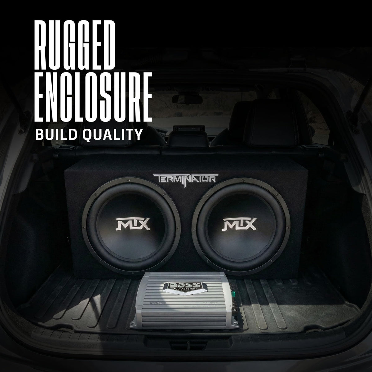 Dual 12" Subwoofer Box with Amp, Wiring Kit, & Capacitor V642