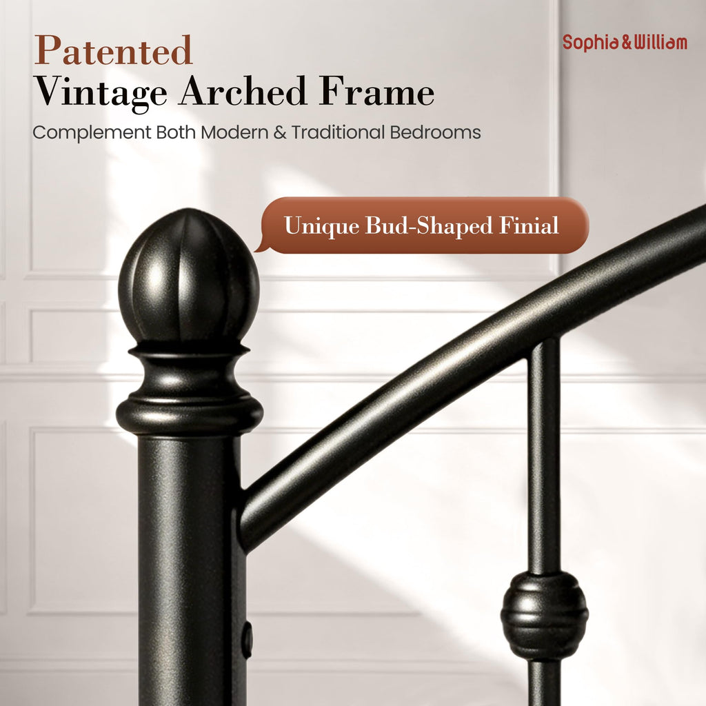 Full Size Metal Bed Frame with Tall Headboard R573