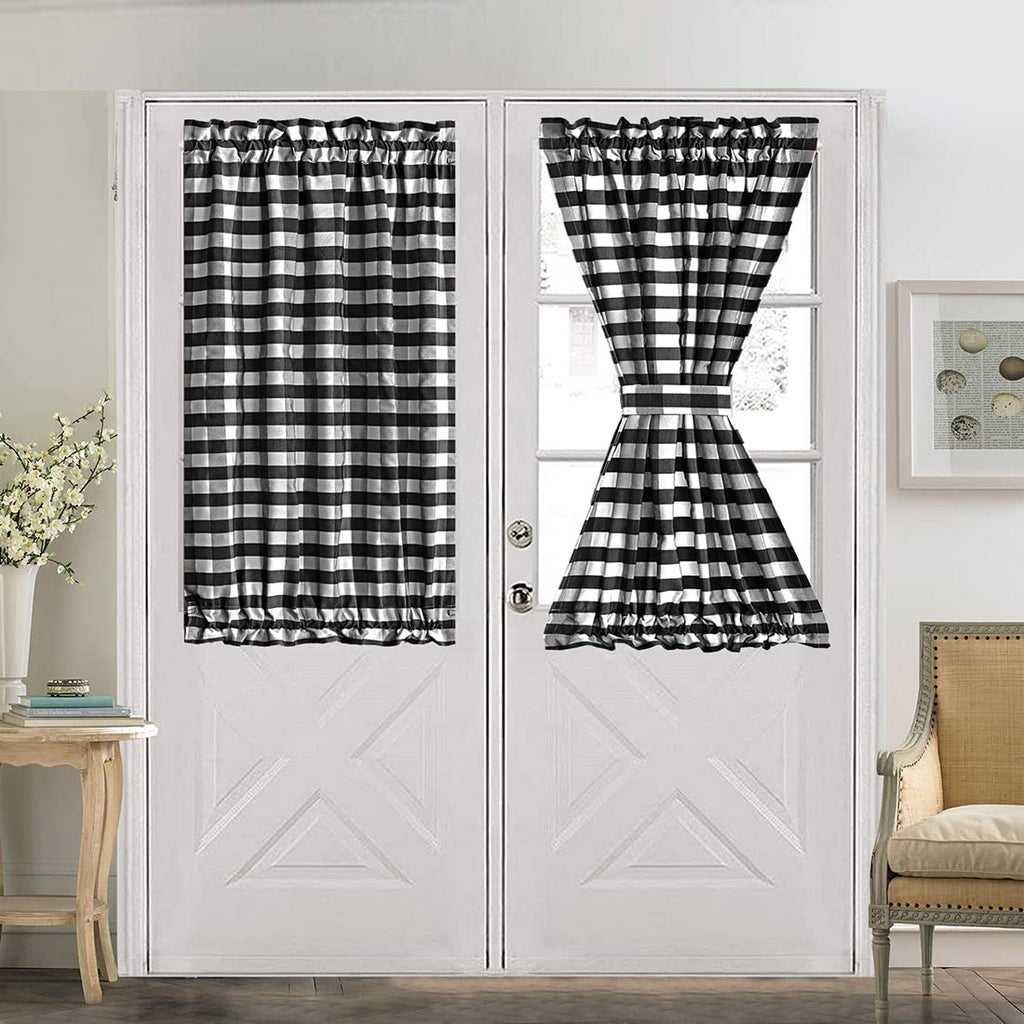 Black and White Buffalo Check Rod Pocket Curtain 25"x40" I2313