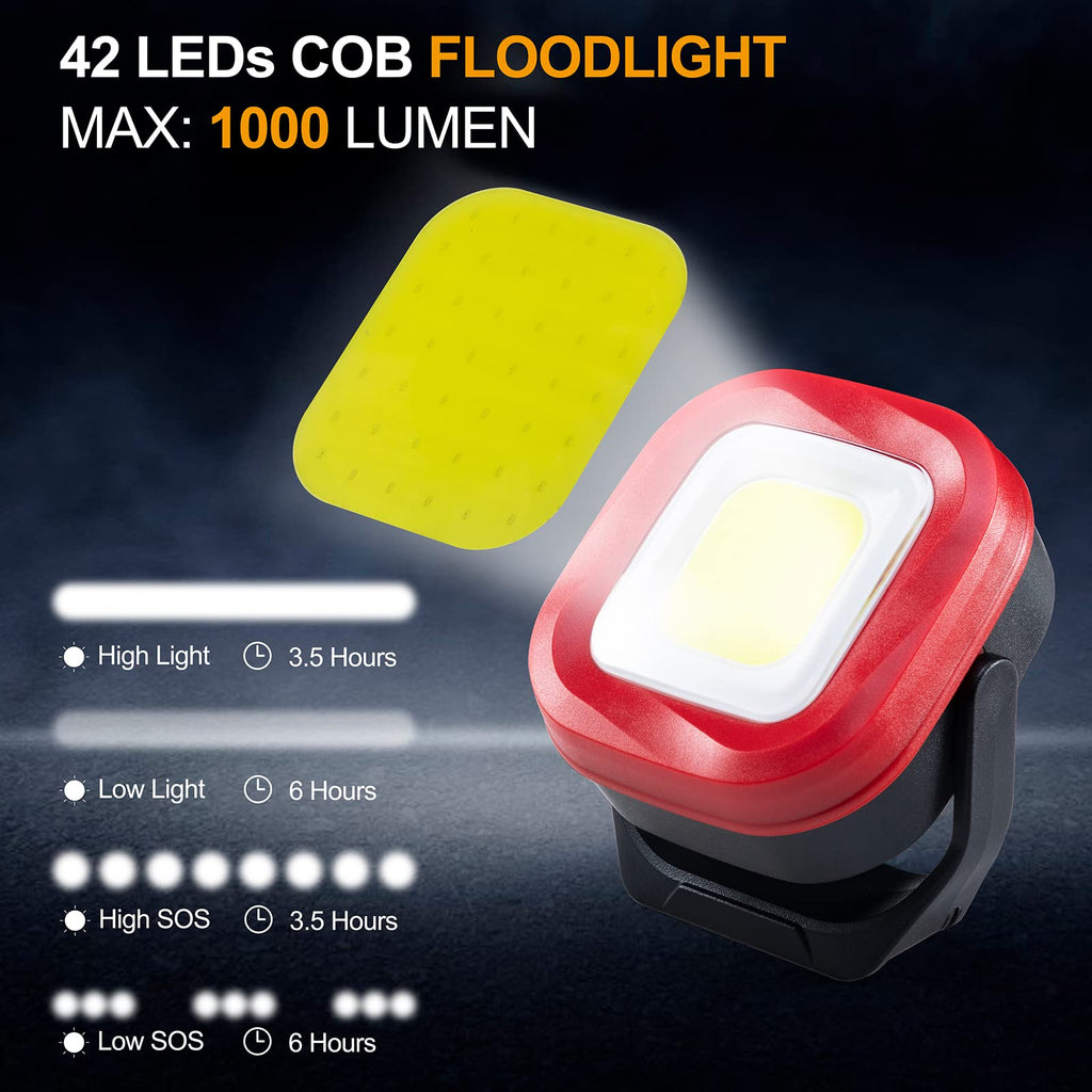 Magnetic Work Light, 42 LEDs 1000 Lumens Rechargeable Portable Inspection Light (2 PCS) B87479