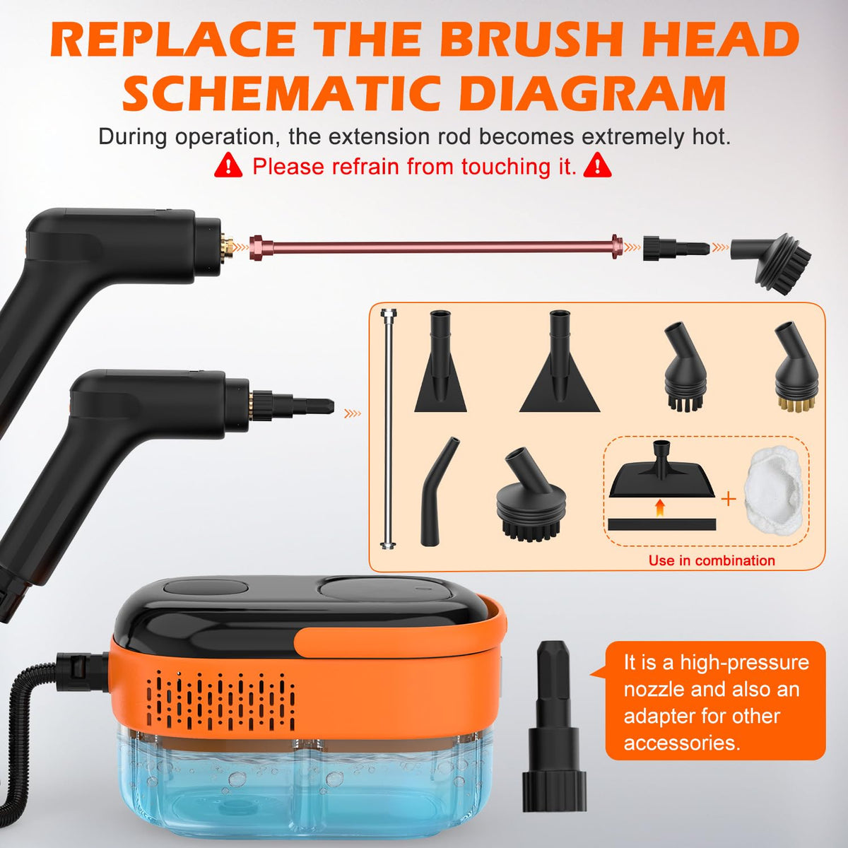 Portable Handheld Steam Cleaner with 16 Accessories X857066