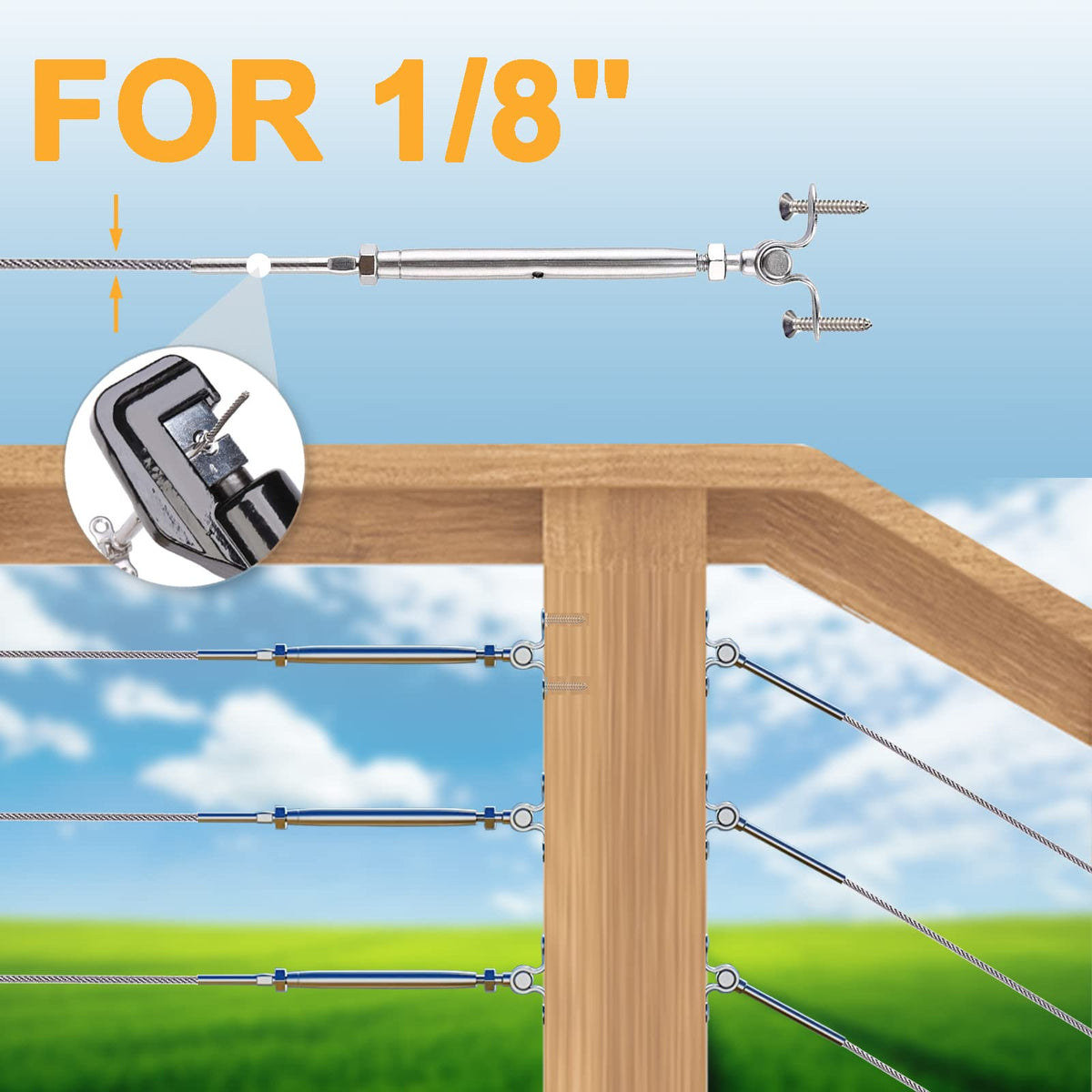 1/8" T316 Stainless Steel Aircraft Cable & Turnbuckle Railing Kit P462299