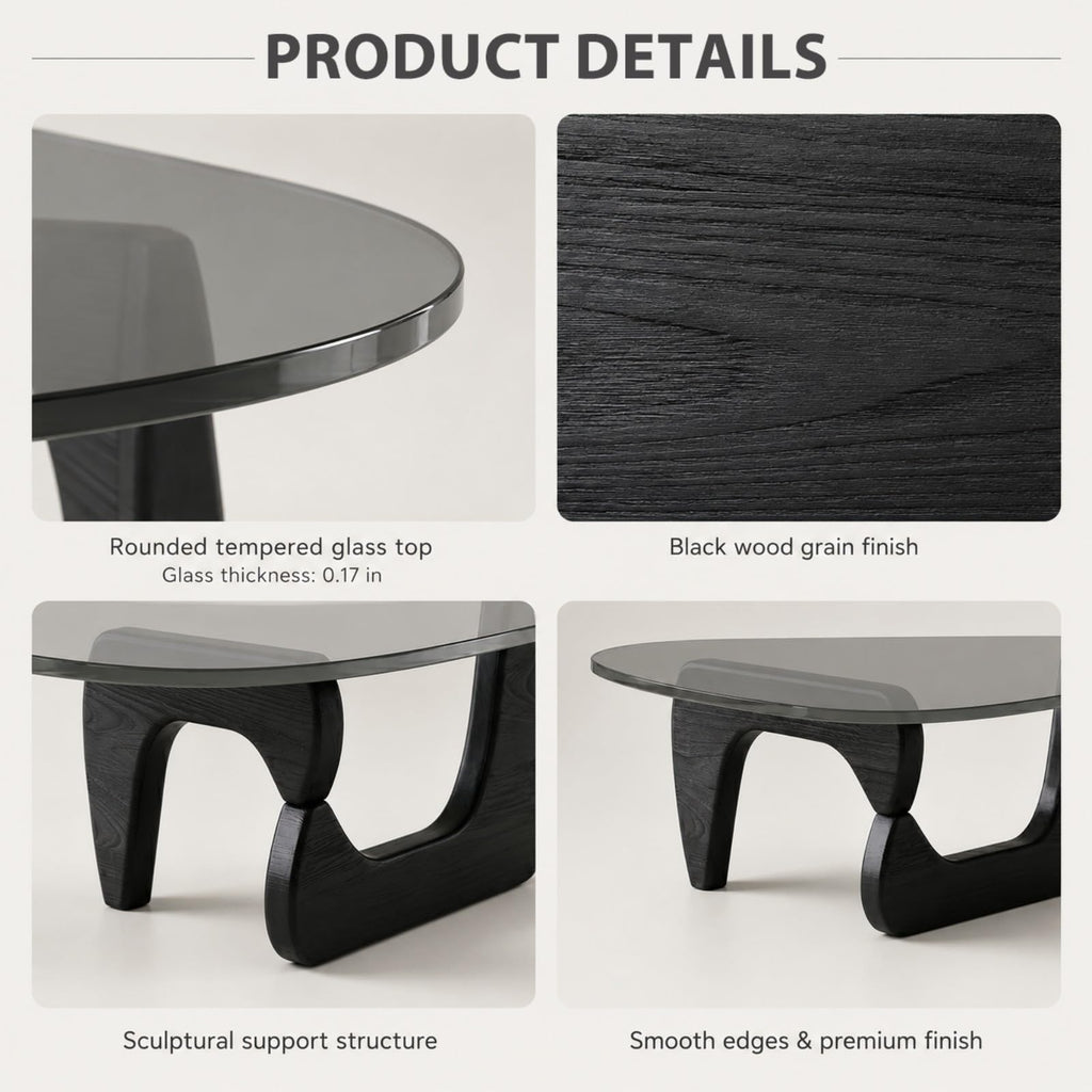 Glass Coffee Table with Wood Grain Base K2953