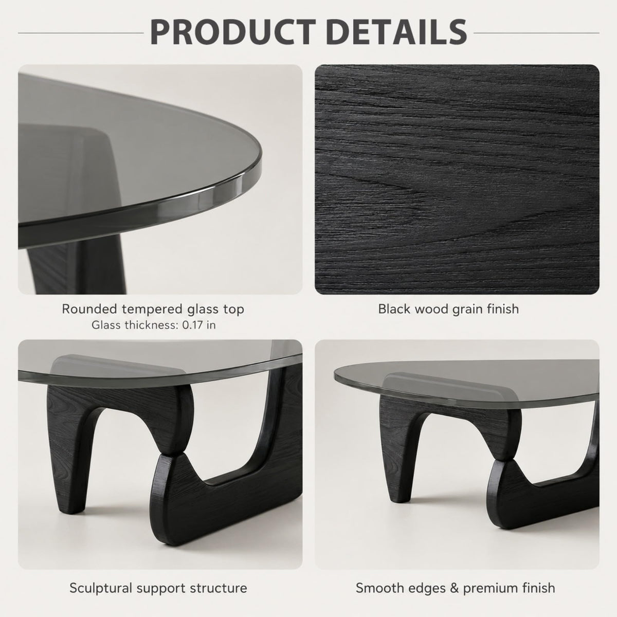 Glass Coffee Table with Wood Grain Base K2953