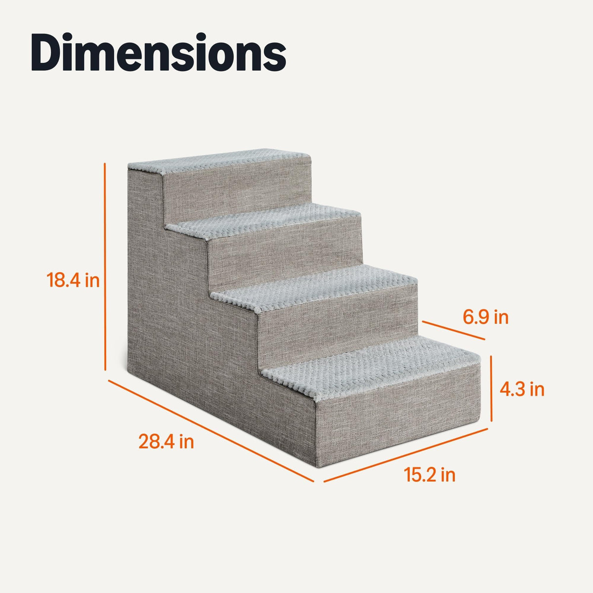 4-Step Non-Slip Grey Dog Steps D892