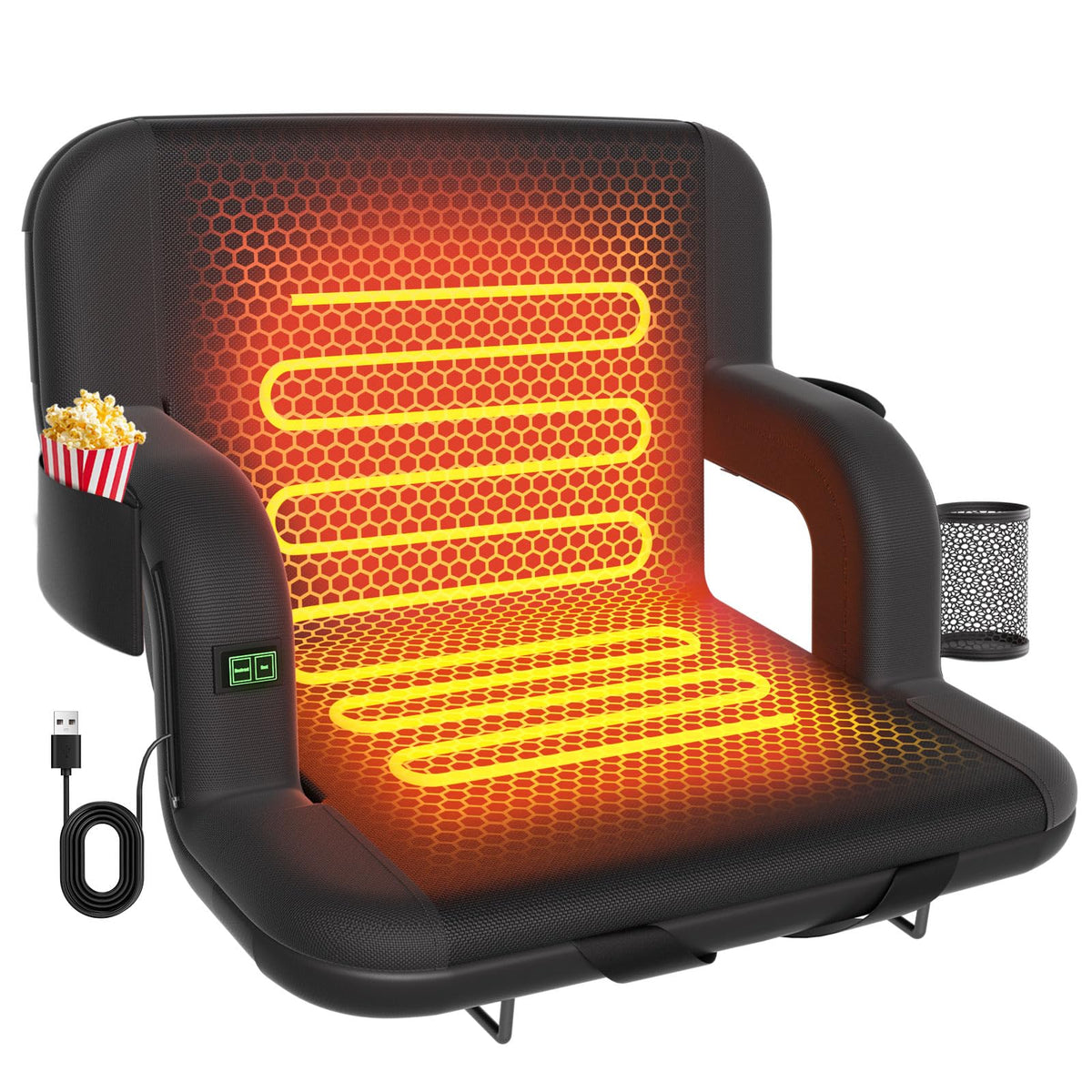 Heated Stadium Seat with Back Support D864