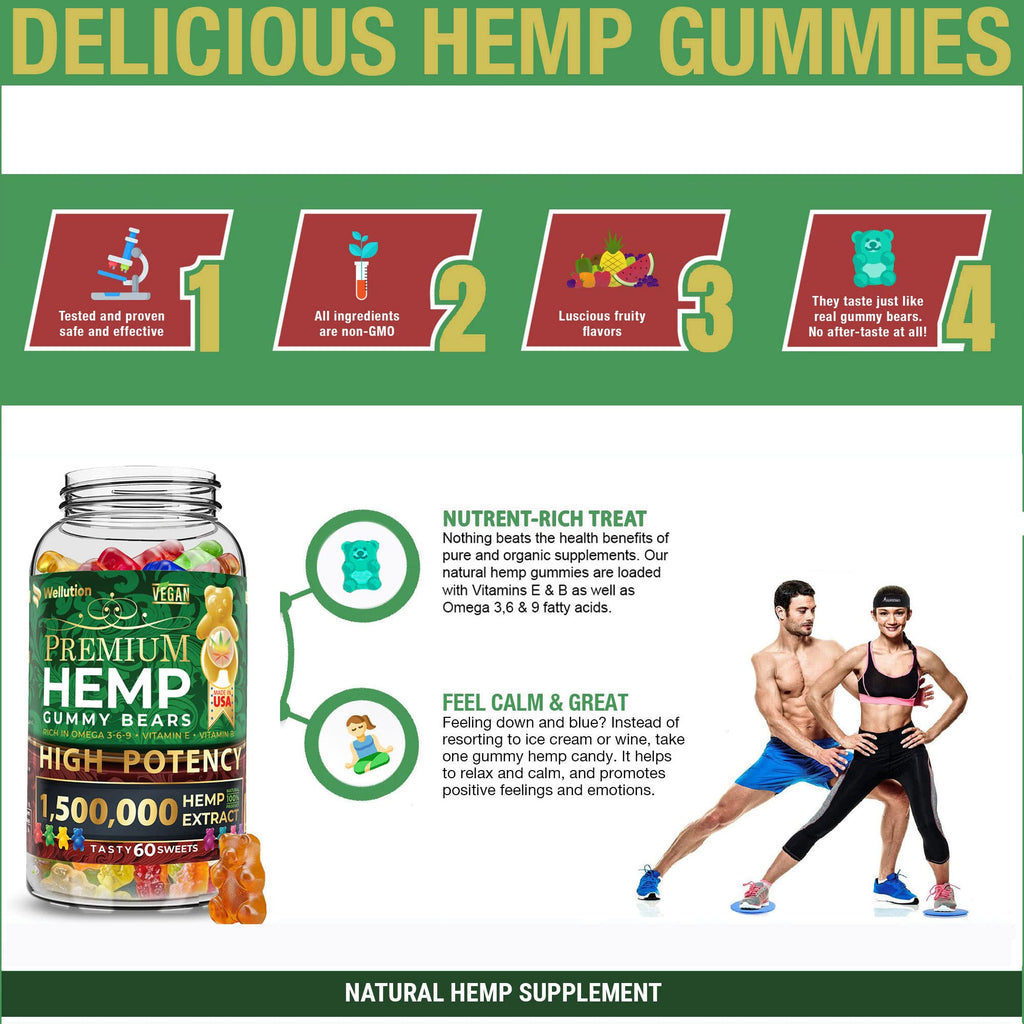 Hemp Gummies 1,500,000 MCG Gluten Free 60ct M3791