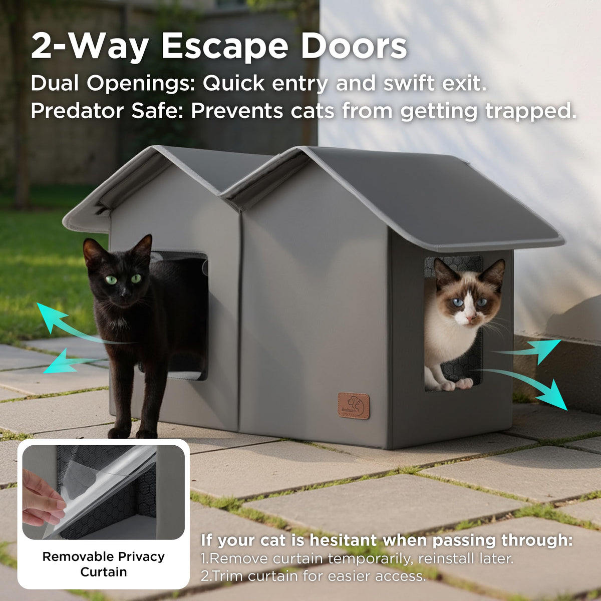 Weatherproof Outdoor Cat House with Raised Base U450353
