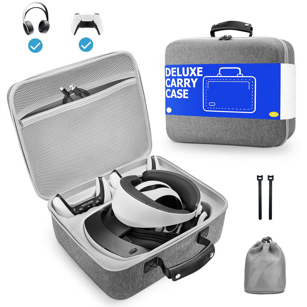 Grey Portable Hard Case for Gaming Headset and Touch Controllers O2213