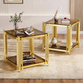 Gold Square Glass End Table, Set of 2 S74856