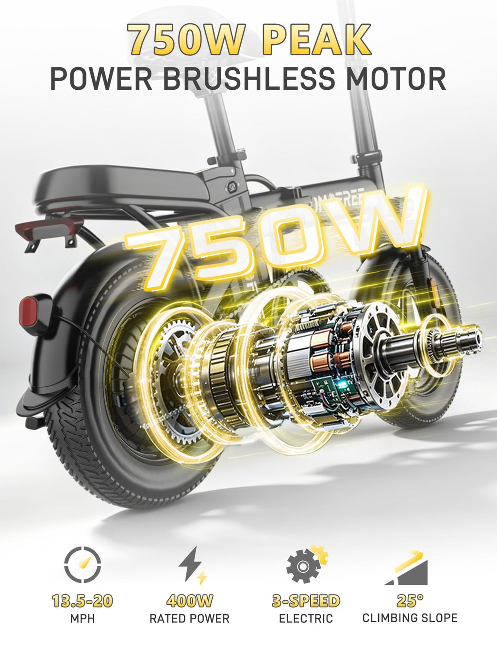 Folding Electric Bike 48V 22.5Ah 750W Fat Tire N7510