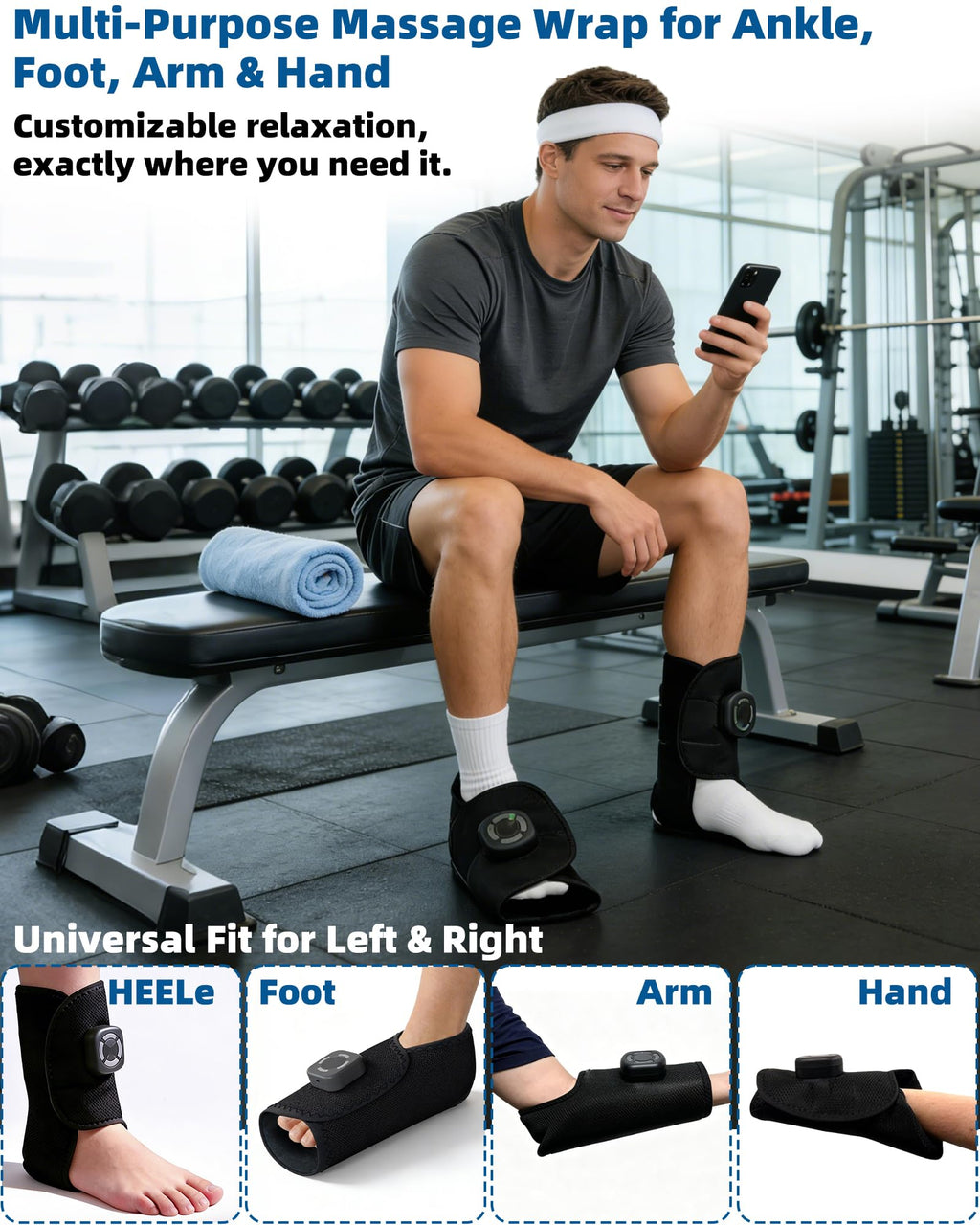 Cordless Air Compression Foot & Ankle Massager with Heat & Vibration M104