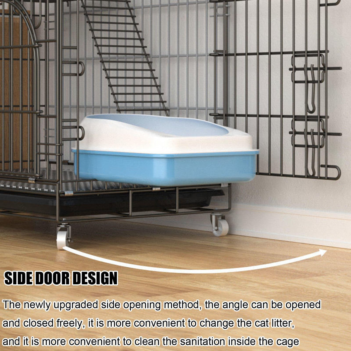 Collapsible Metal Wire Cat Cage with Wheels Q322