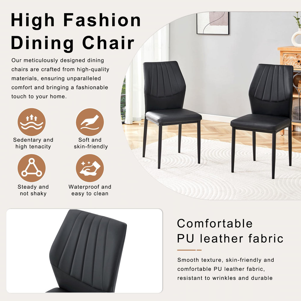 71" Farmhouse Dining Table Set for 8 with PU Leather Chairs E4525