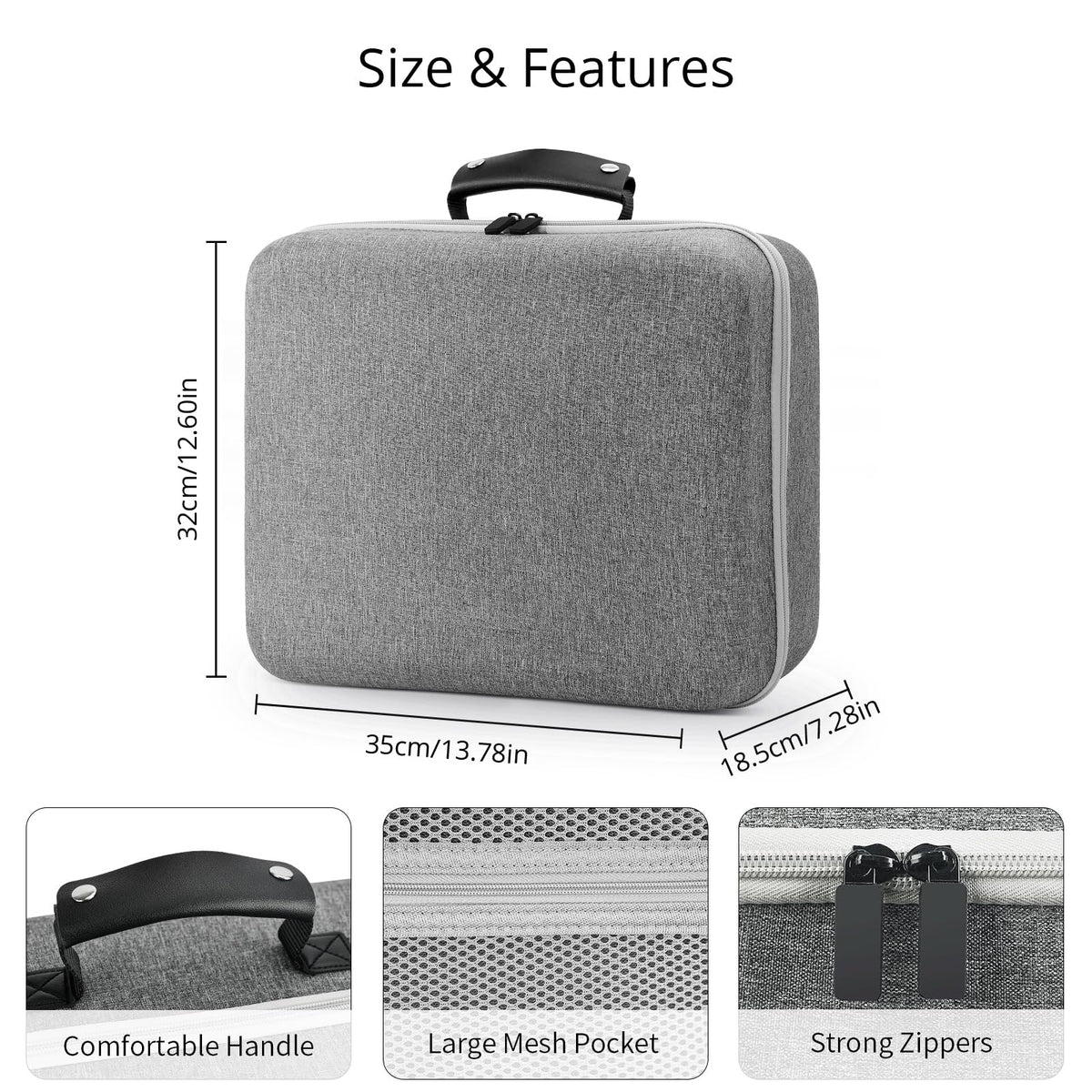 Grey Portable Hard Case for Gaming Headset and Touch Controllers O2213