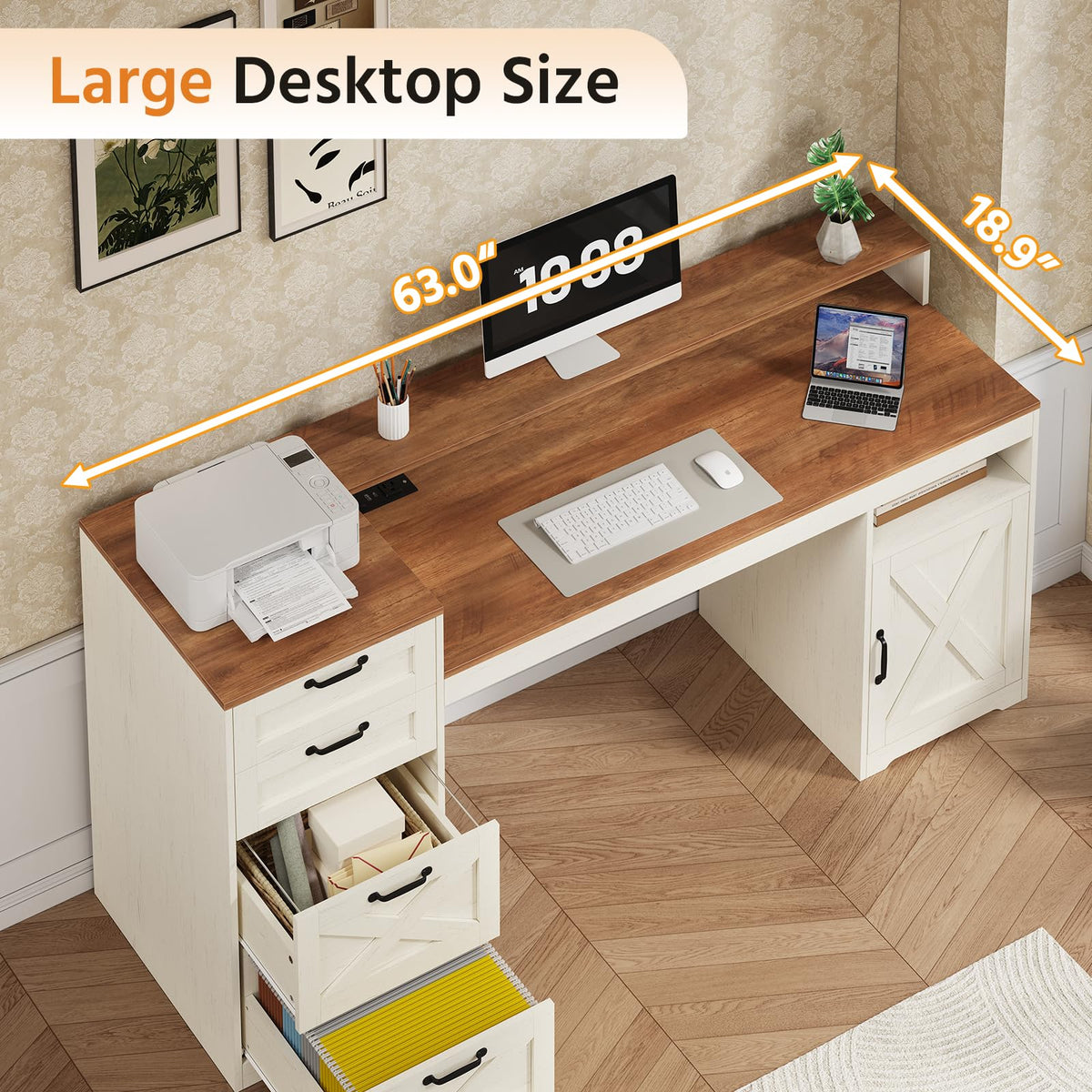 63" Computer Desk with 4 Drawers H741