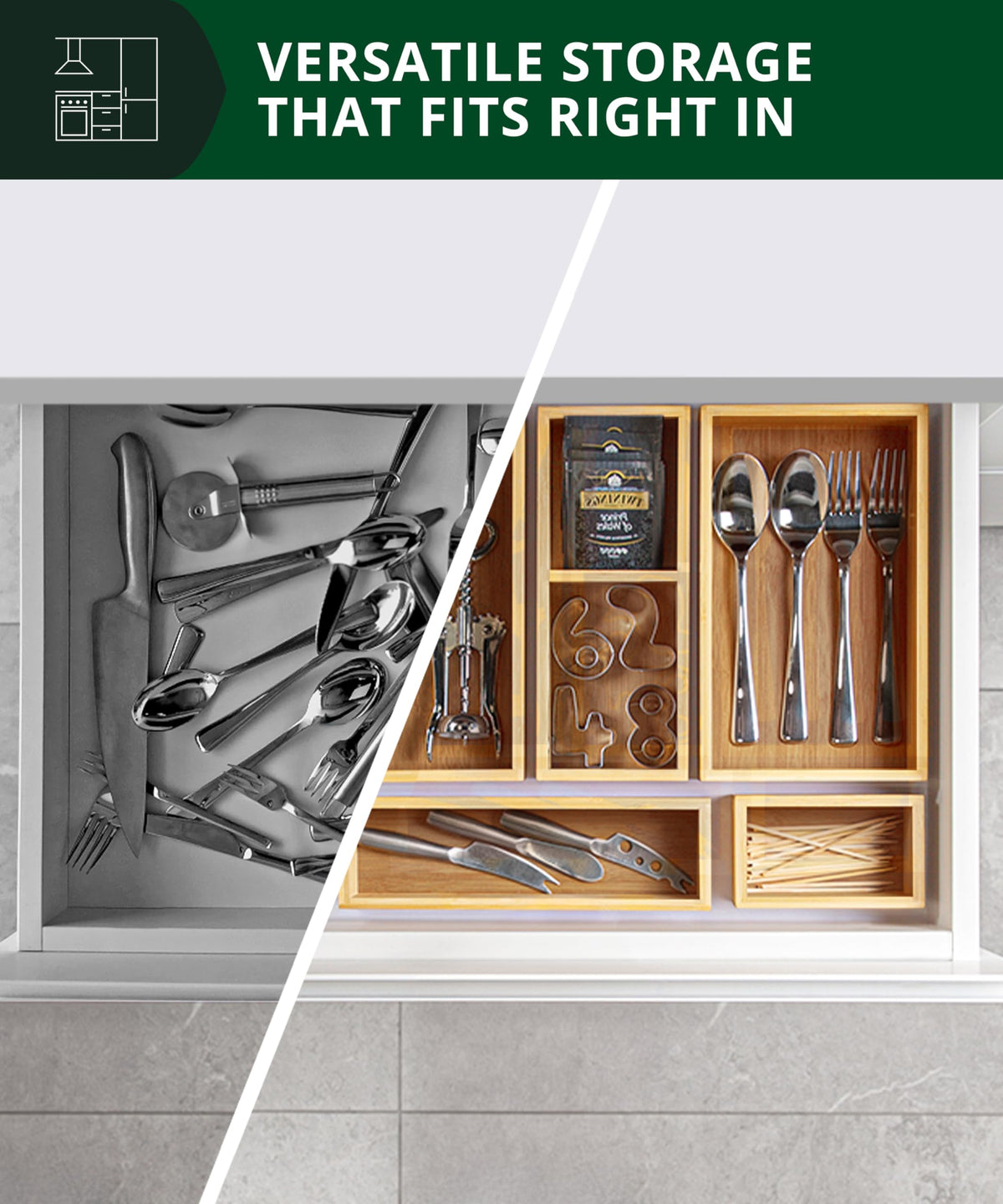 5-Piece Bamboo Drawer Organizer Set L13075