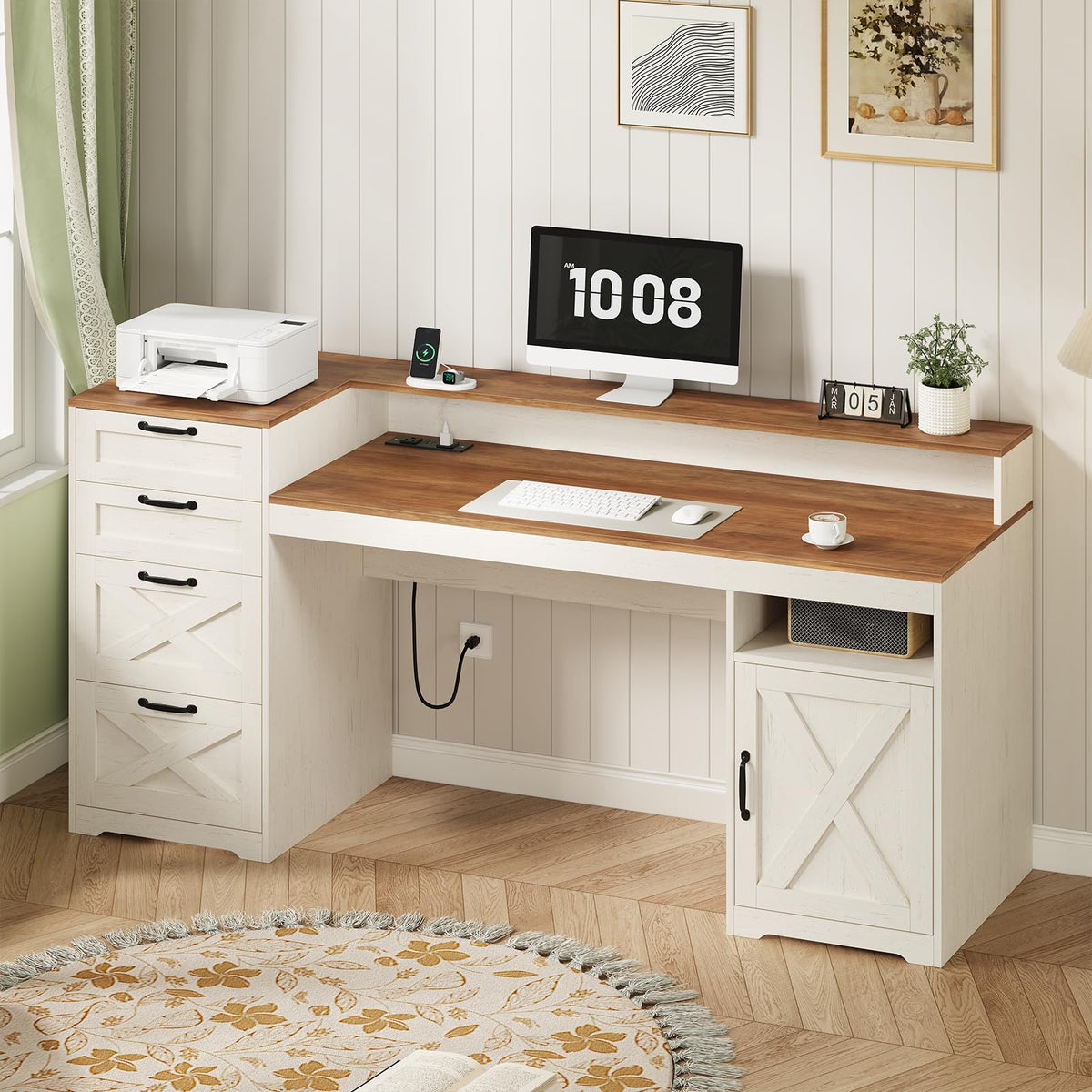 63" Computer Desk with 4 Drawers H741