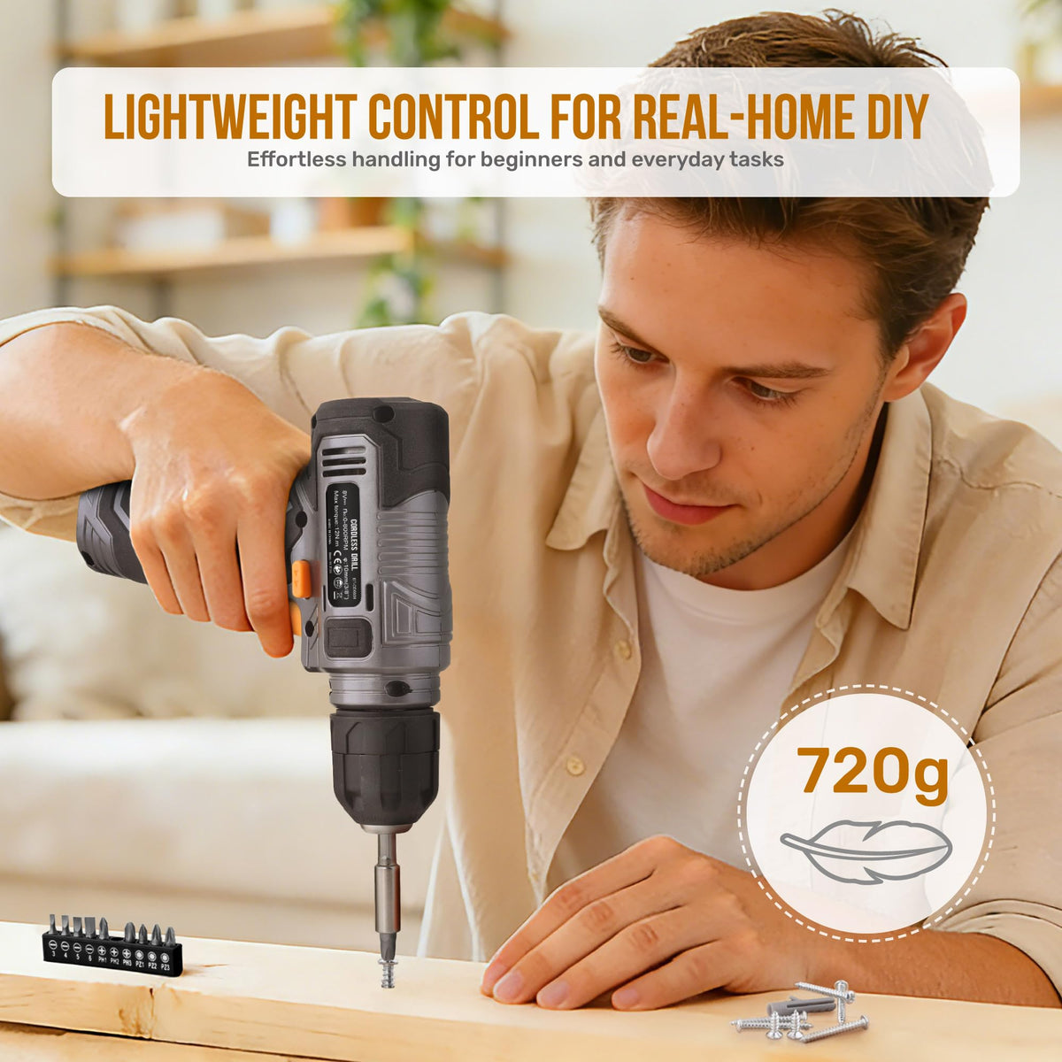 8V Cordless Drill Set & Household Tool Kit Z68306