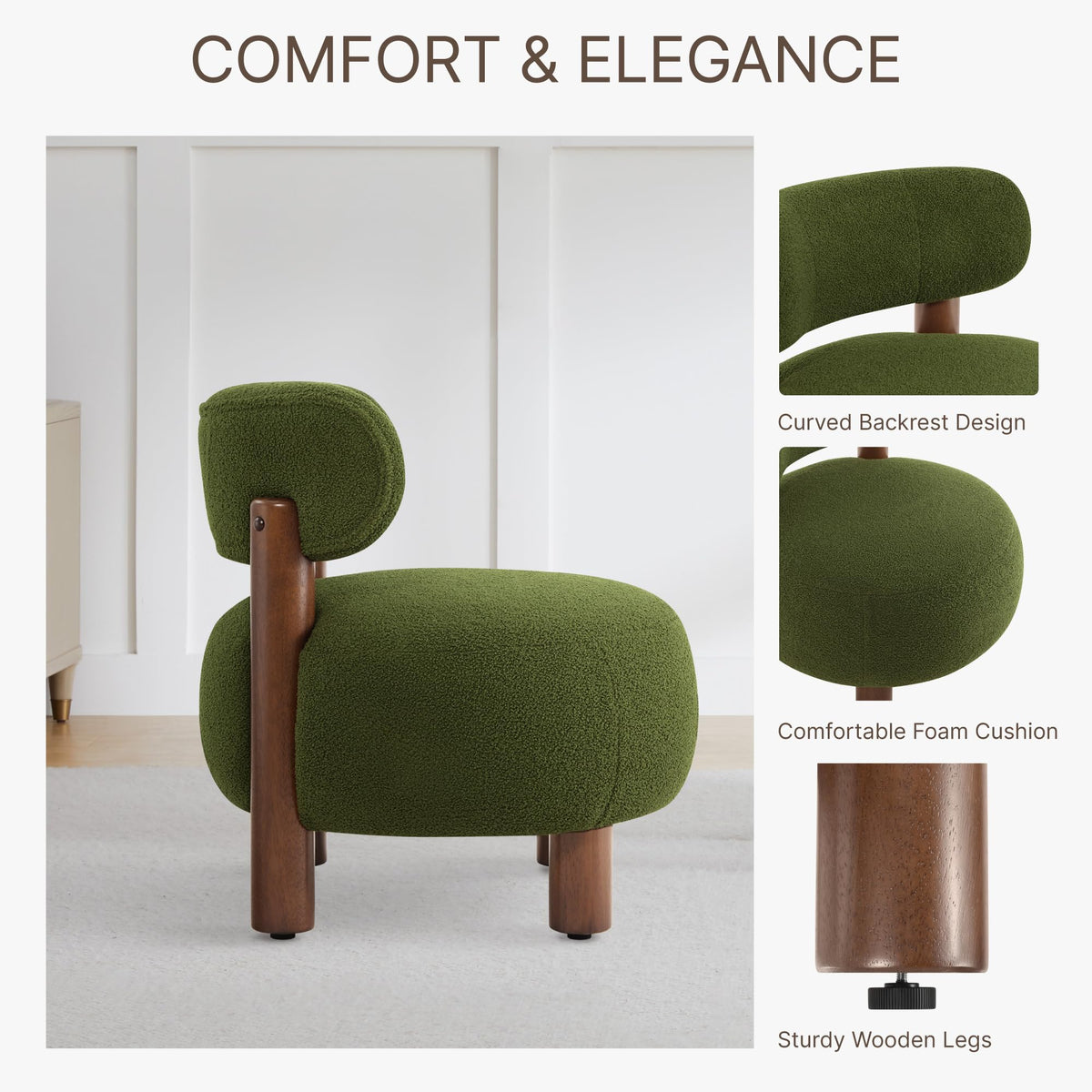 Green Boucle Accent Chair Set of 2 E3236