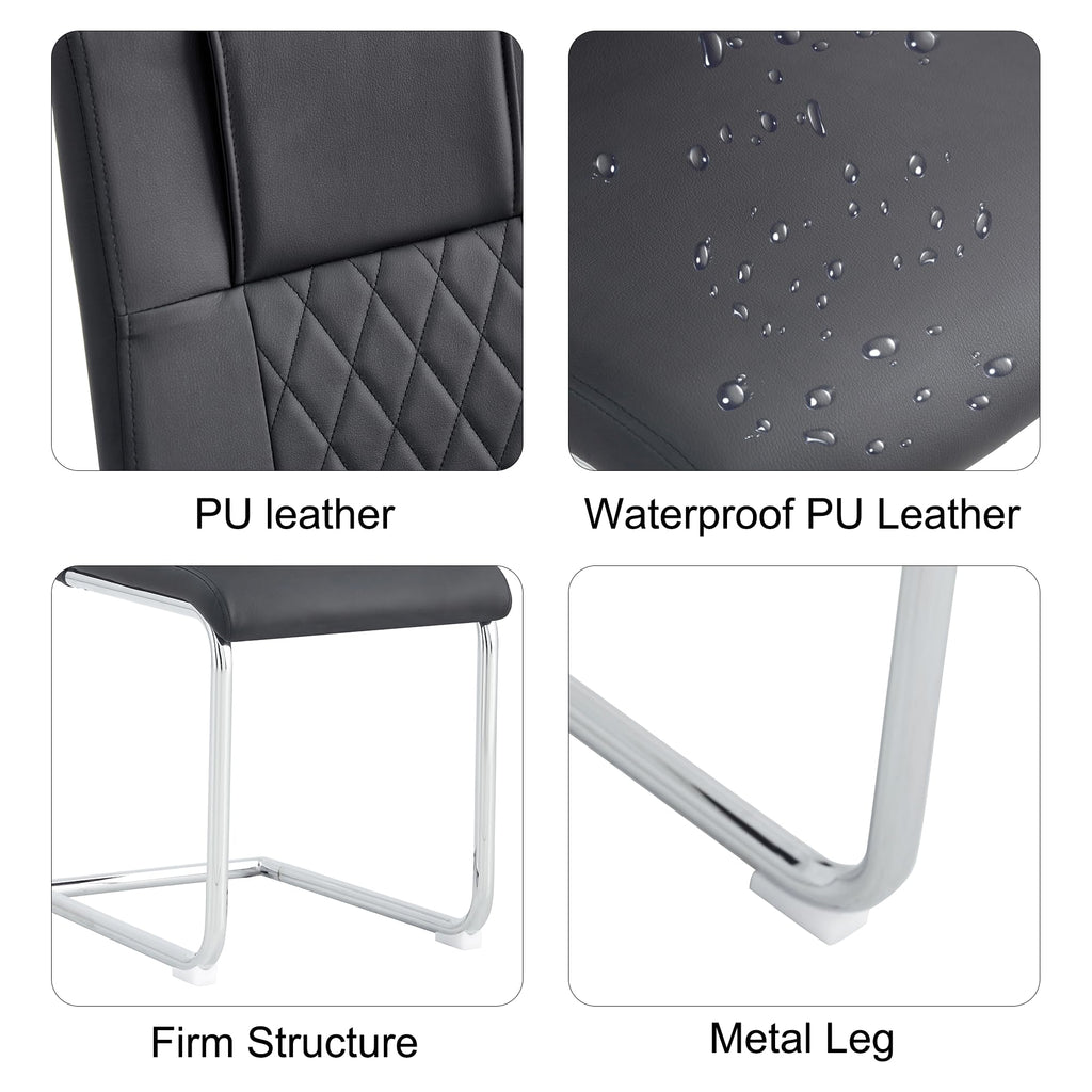 Black Faux Leather Dining Chairs Set 6 F103