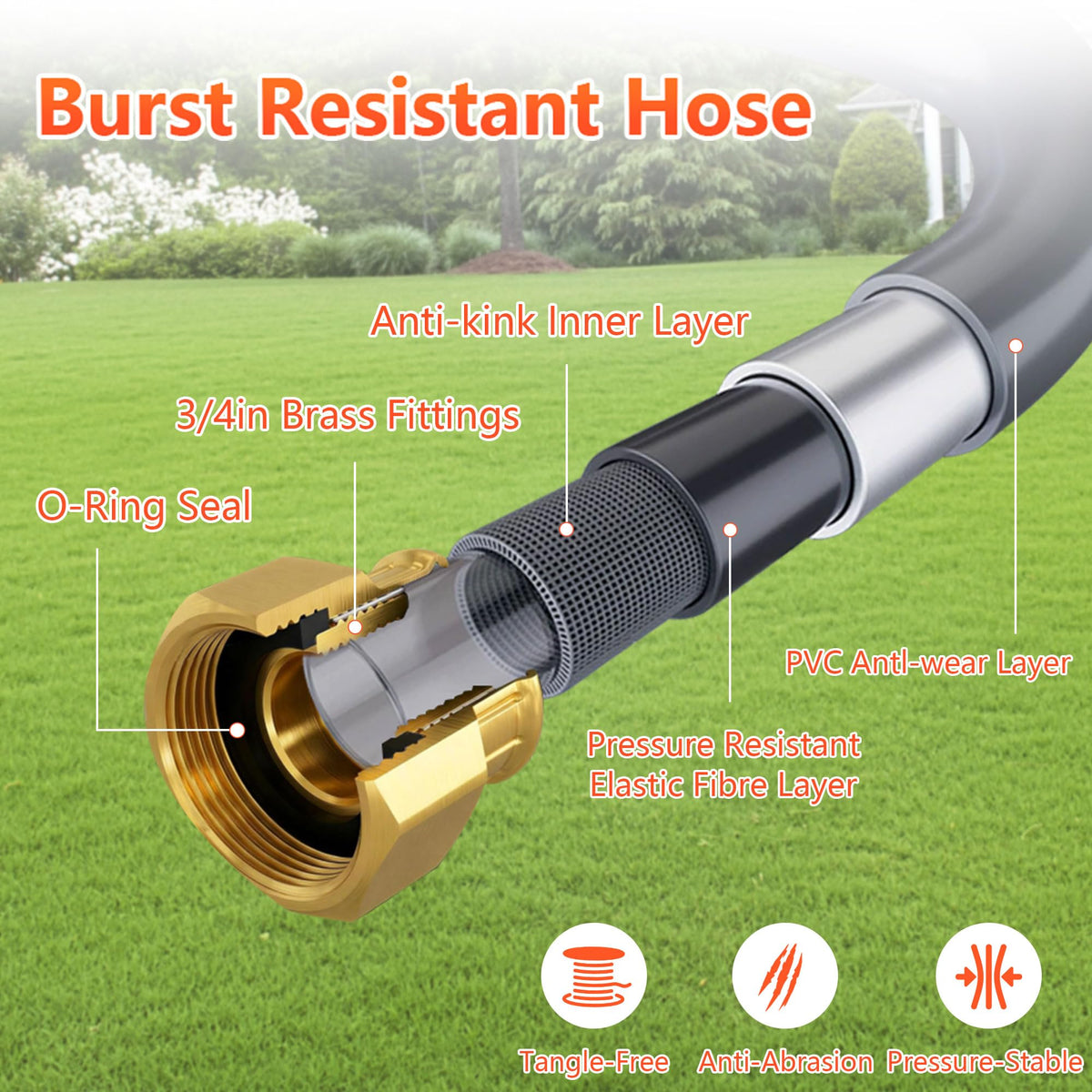 Retractable Garden Hose Reel, 5/8 in x100 ft Heavy Duty Wall Mount K5516